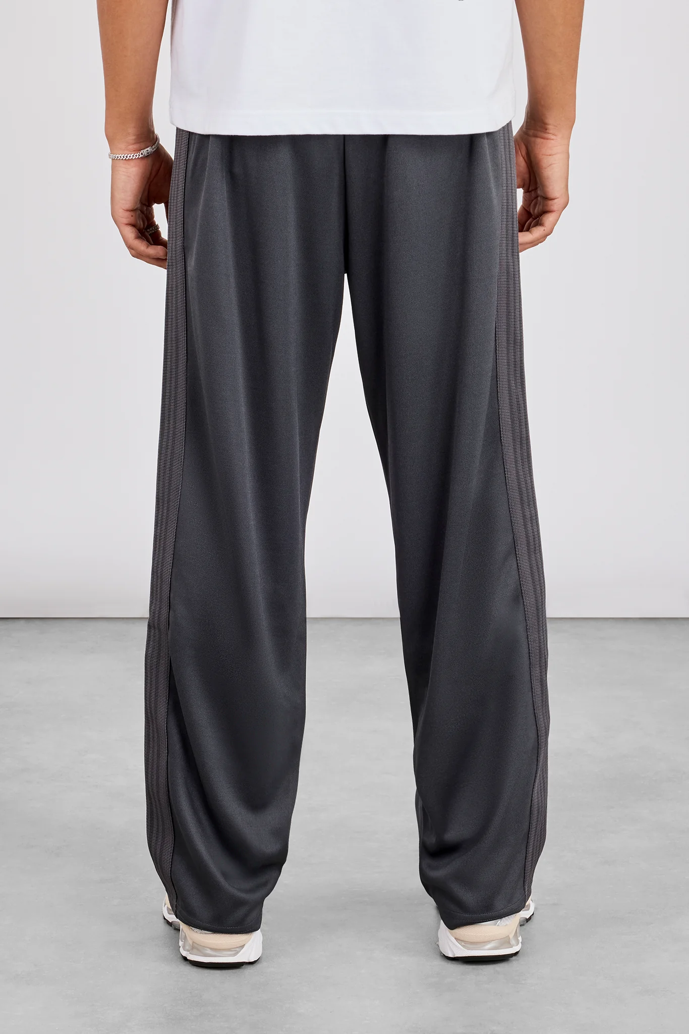 Mens Relaxed Poly Smooth Taping Track Pant - Charcoal - Image 3