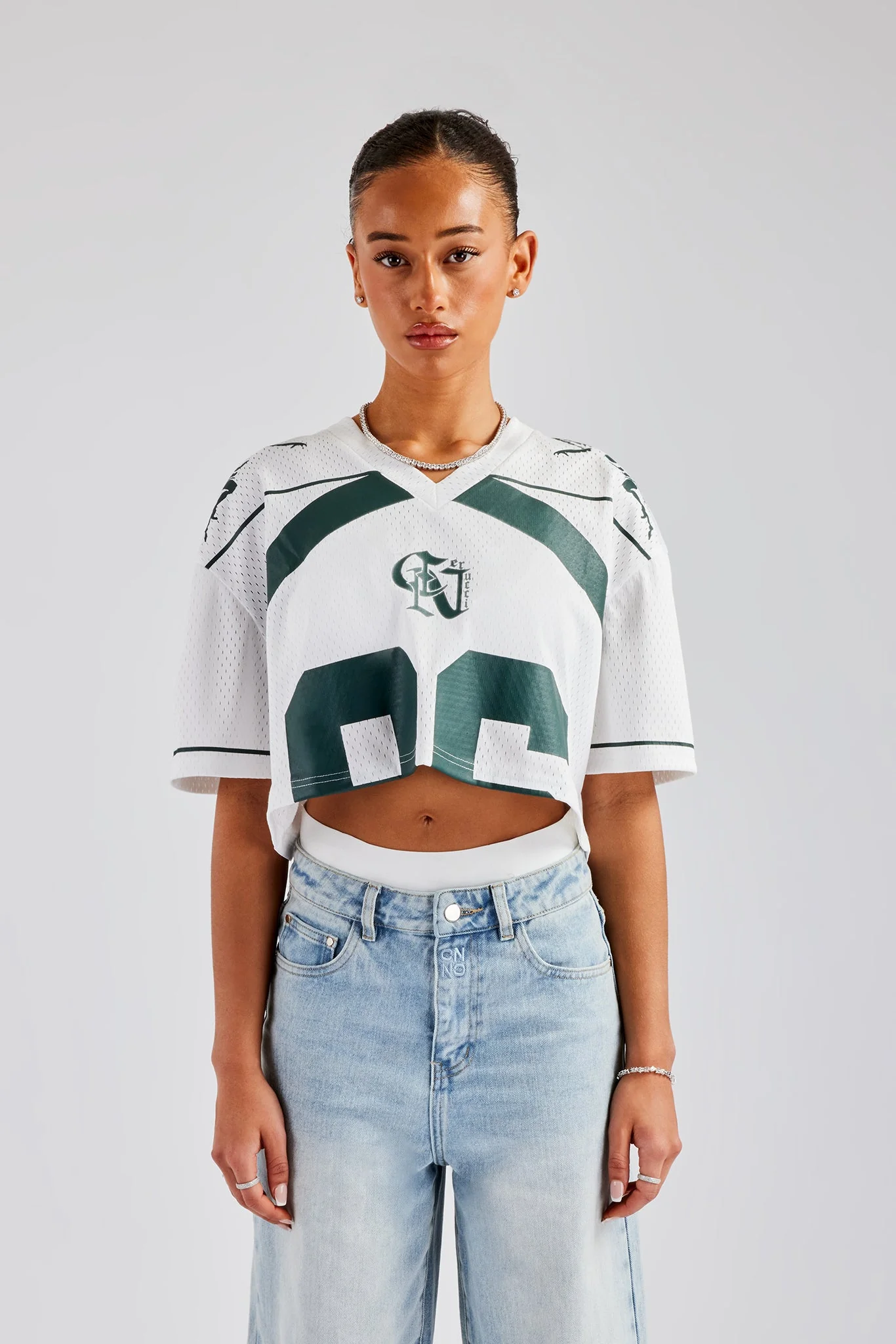 Mesh Cropped 86 Top - White - Image 2