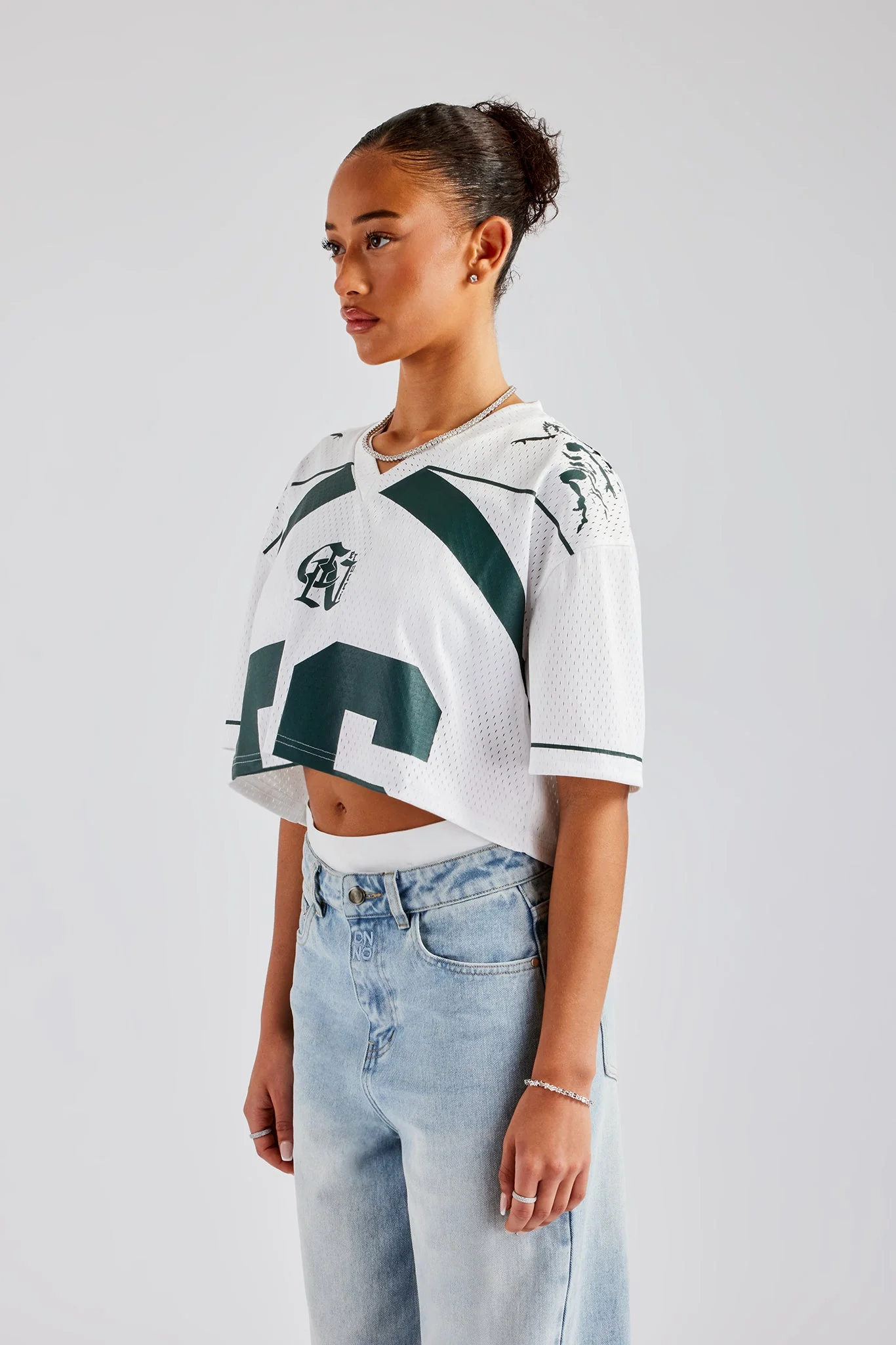 Mesh Cropped 86 Top - White - Image 3
