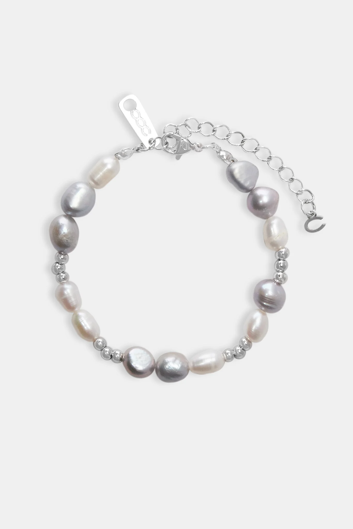Metallic Freshwater Pearl Bracelet - White - Image 2