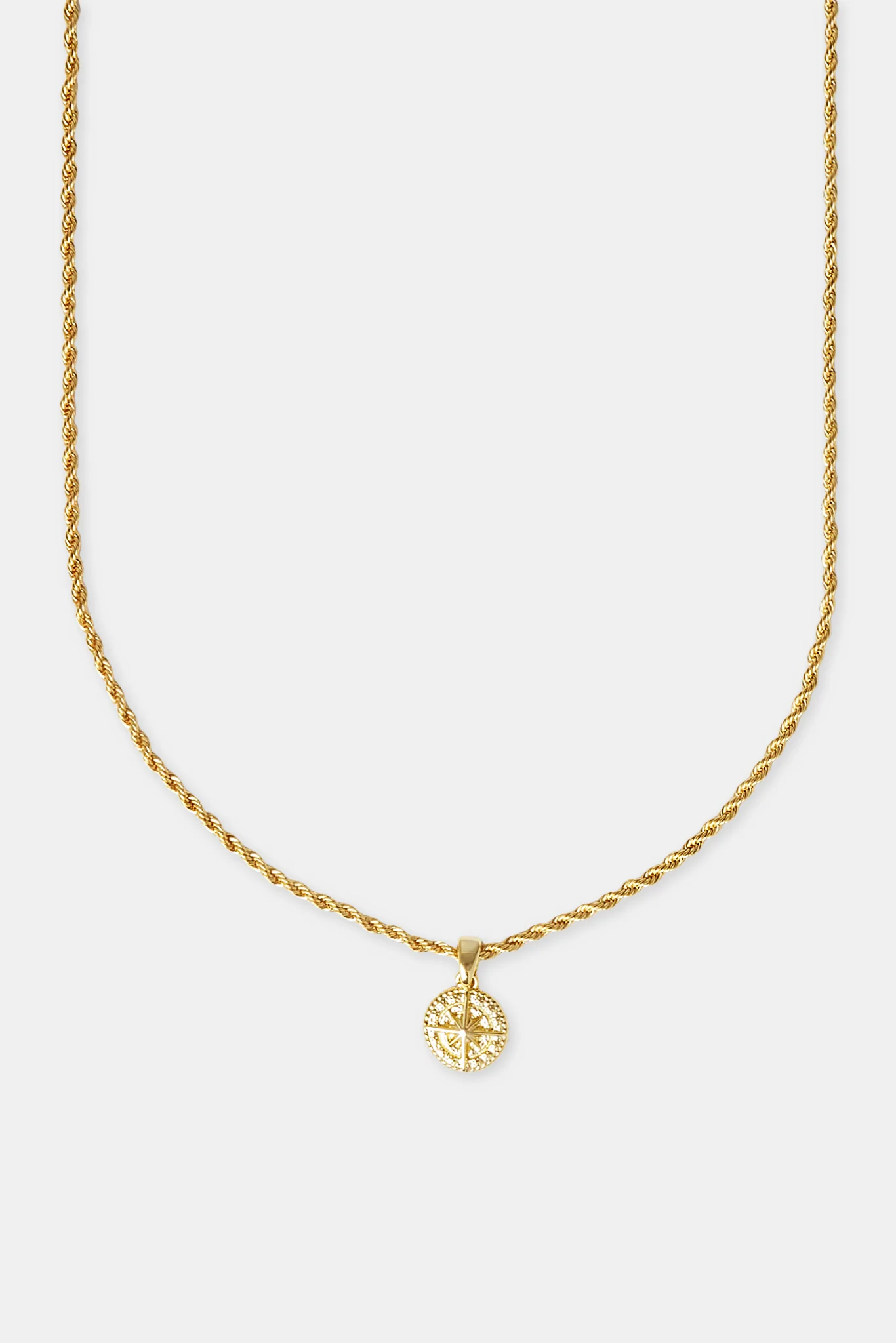 Micro Compass Rope  Necklace - 12mm - Gold - Image 2