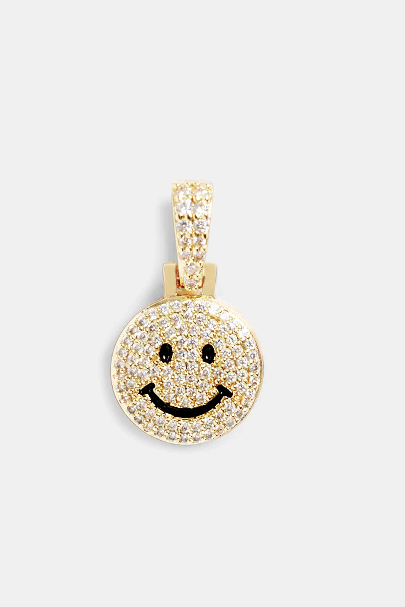 Micro Gold Plated Iced CZ Happy Face Pendant - Image 2