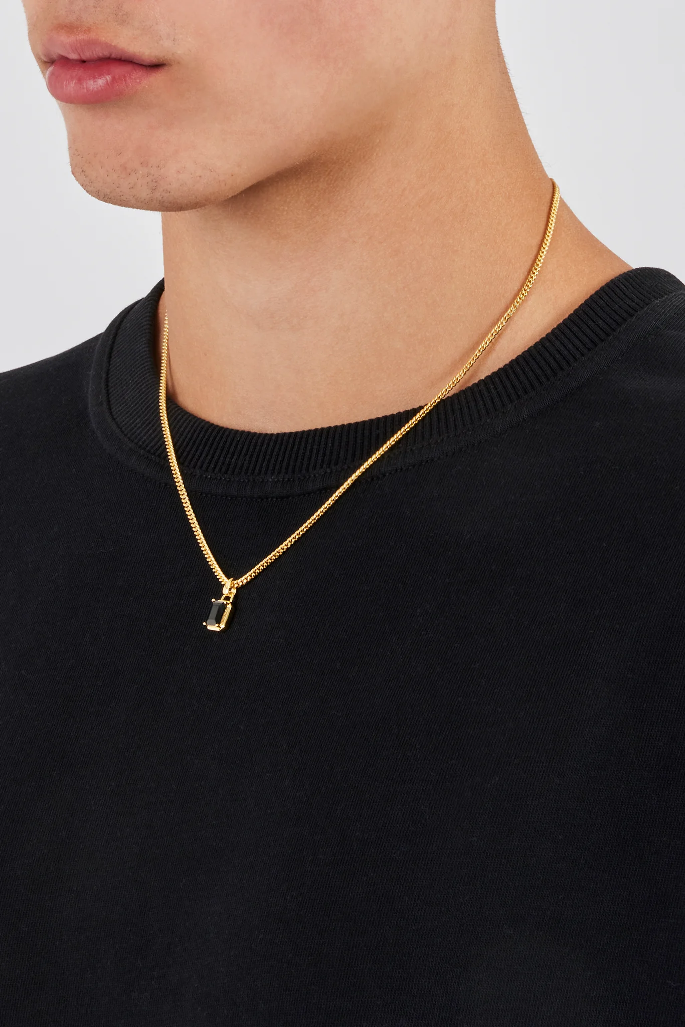 Micro Iced Black Gemstone Necklace - 10mm - Gold - Image 3