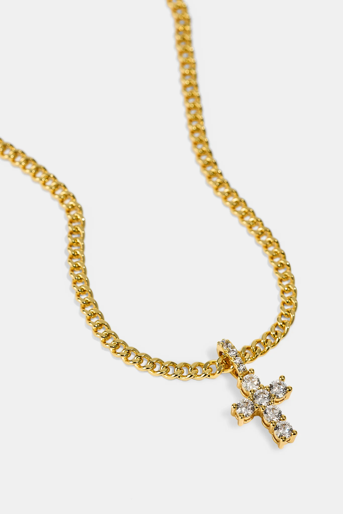 Micro Iced Cross Cuban Necklace - 10mm - Gold - Image 3