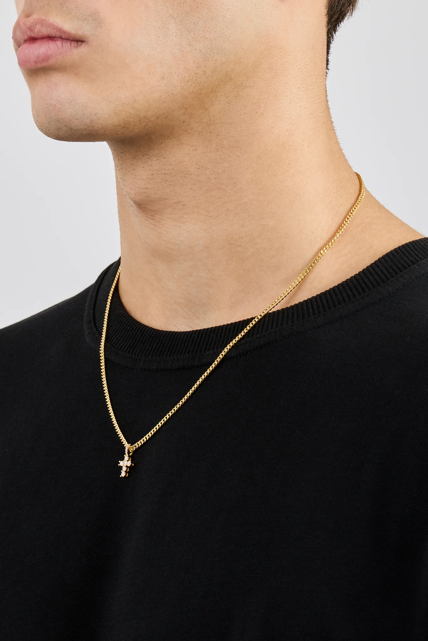 Micro Iced Cross Cuban Necklace - 10mm - Gold - Image 4