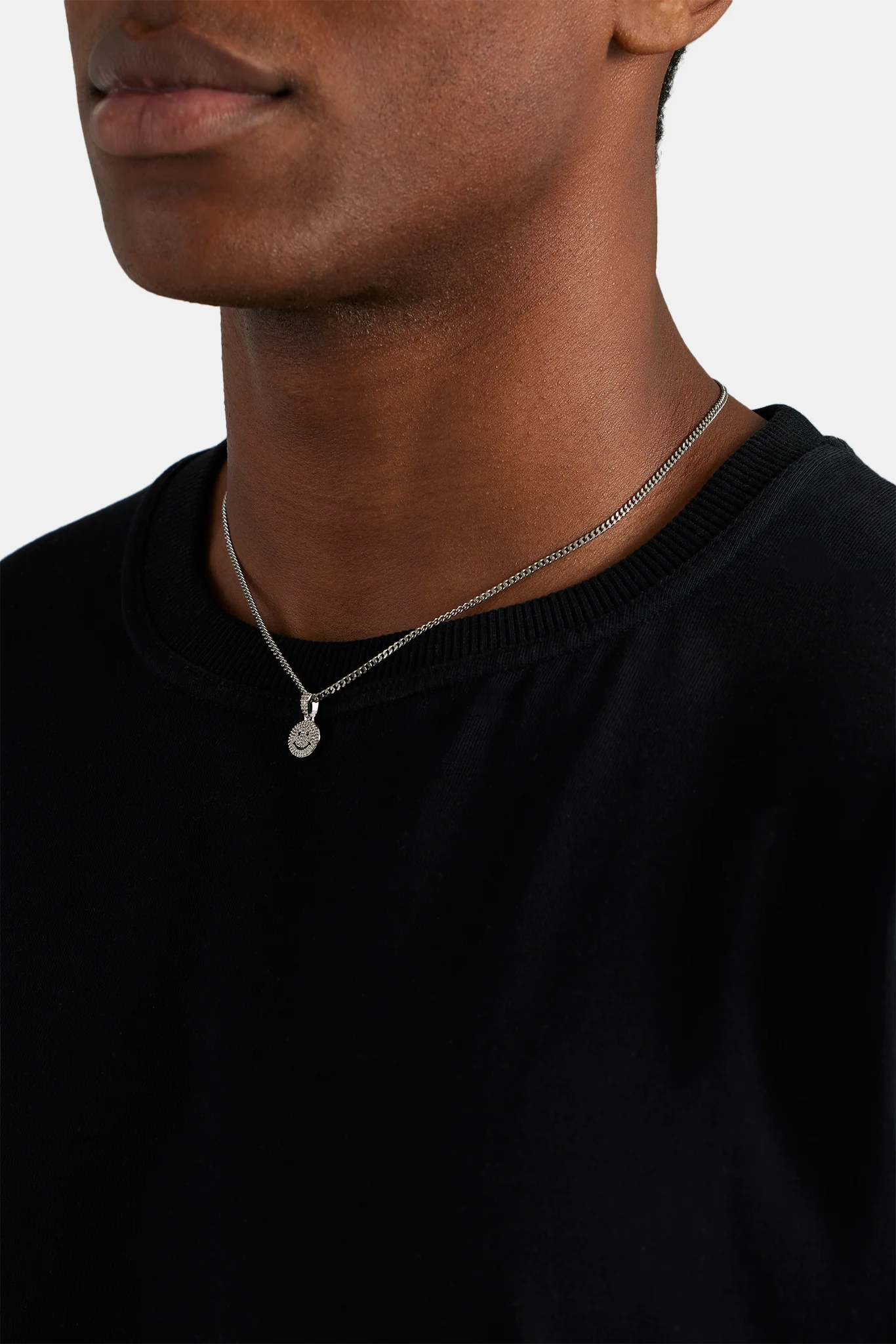 Micro Iced CZ Happy Face Pendant - Image 3