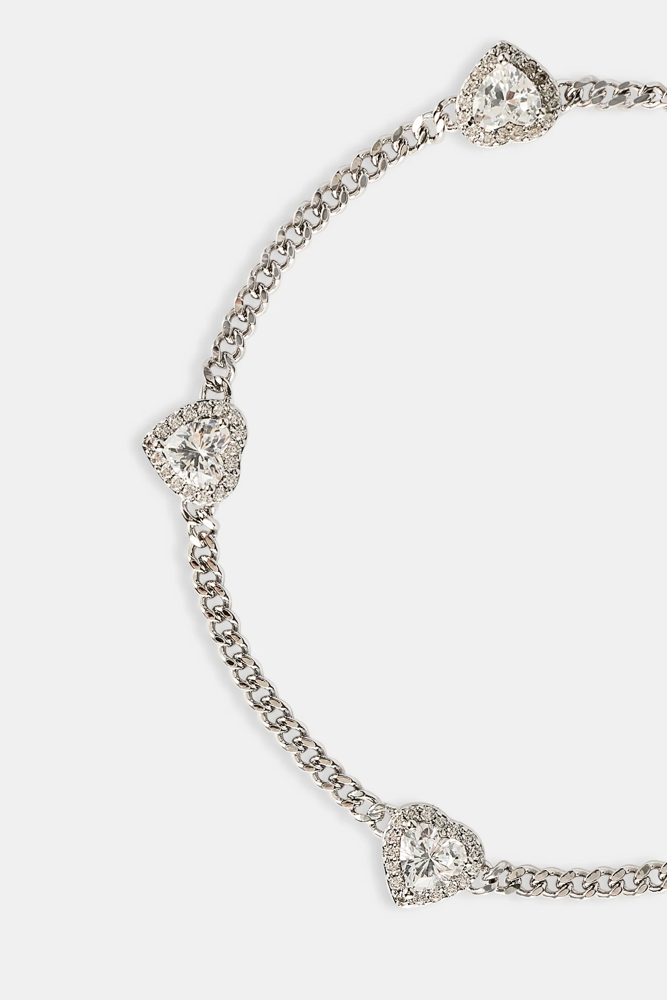 Micro Multi Heart Cuban Bracelet - White - 2.5mm - Image 2