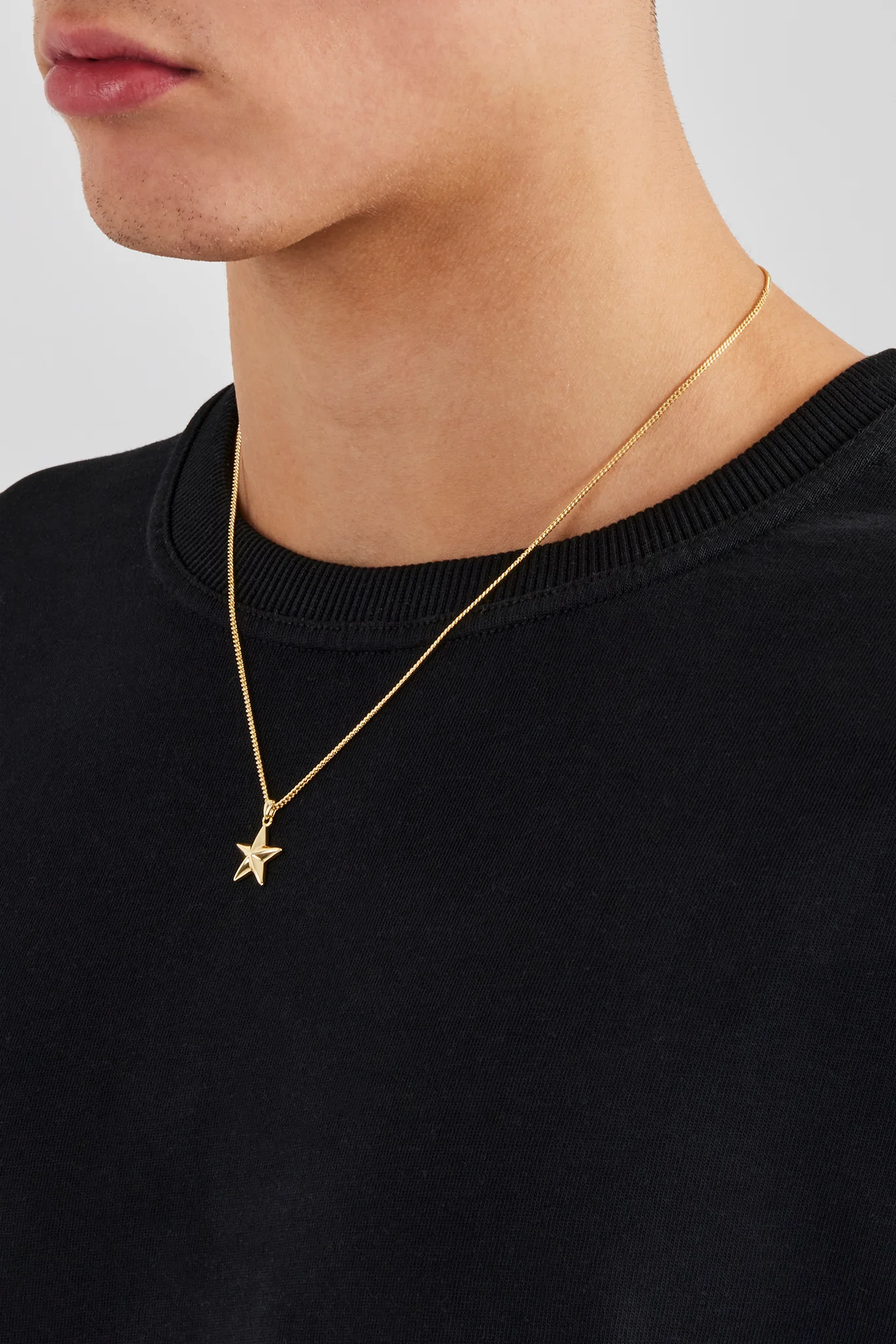 Micro Polished Star Cuban Necklace - 15mm - Gold - Image 3