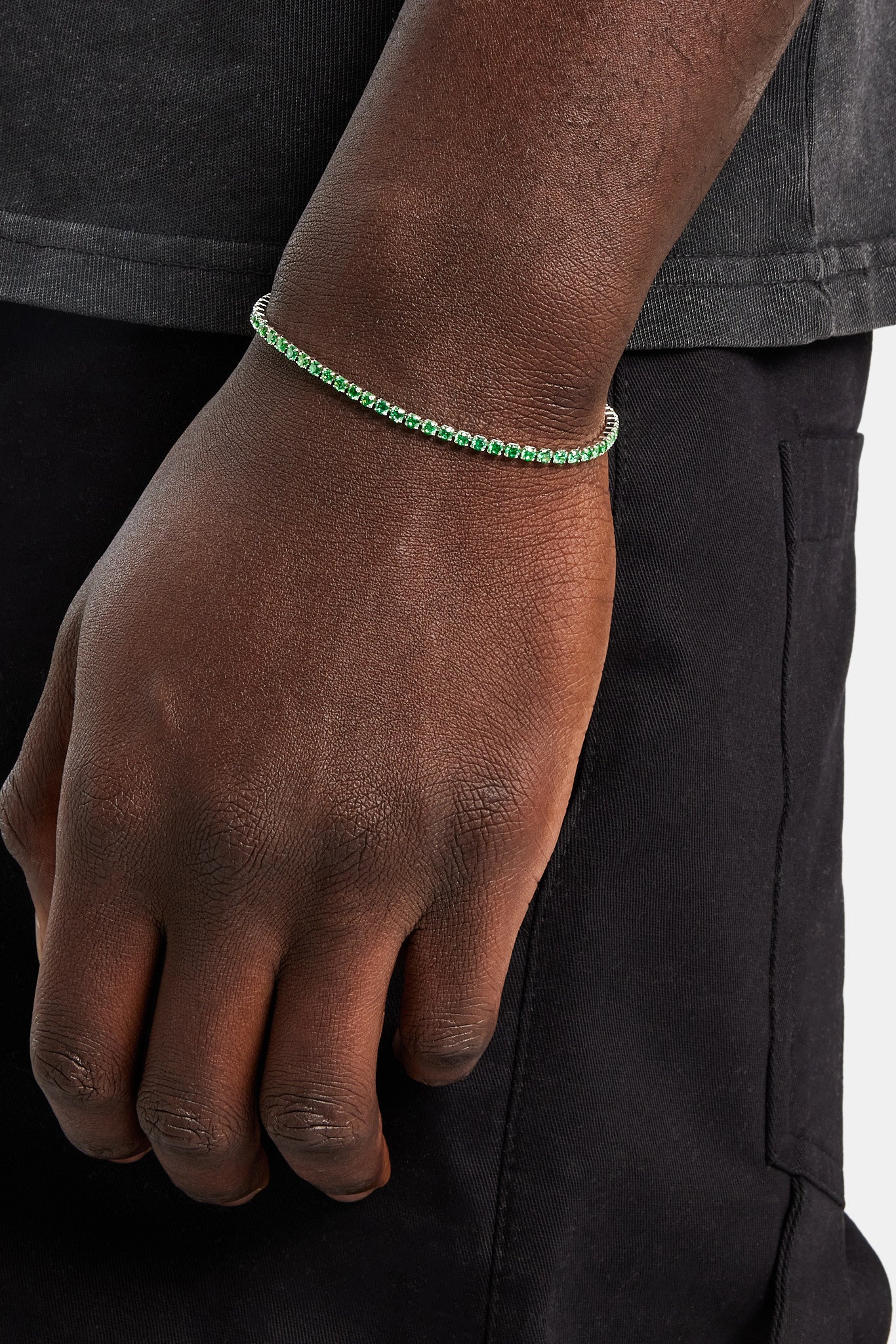 Micro Tennis Bracelet Green - White 2.5mm - Image 2