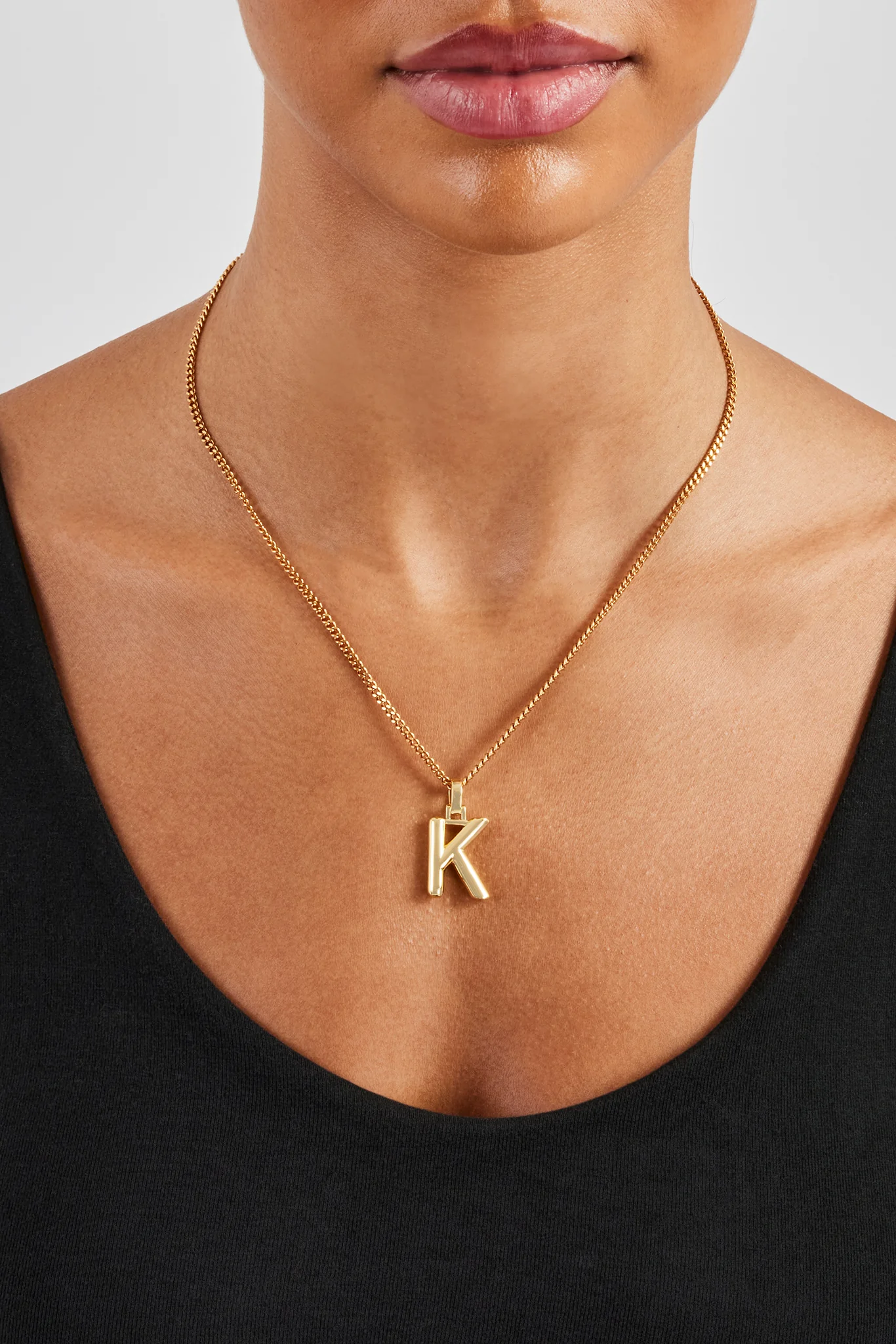 Mini Polished Balloon Letter Pendant & 3mm Micro Cuban Chain - Gold - Image 7