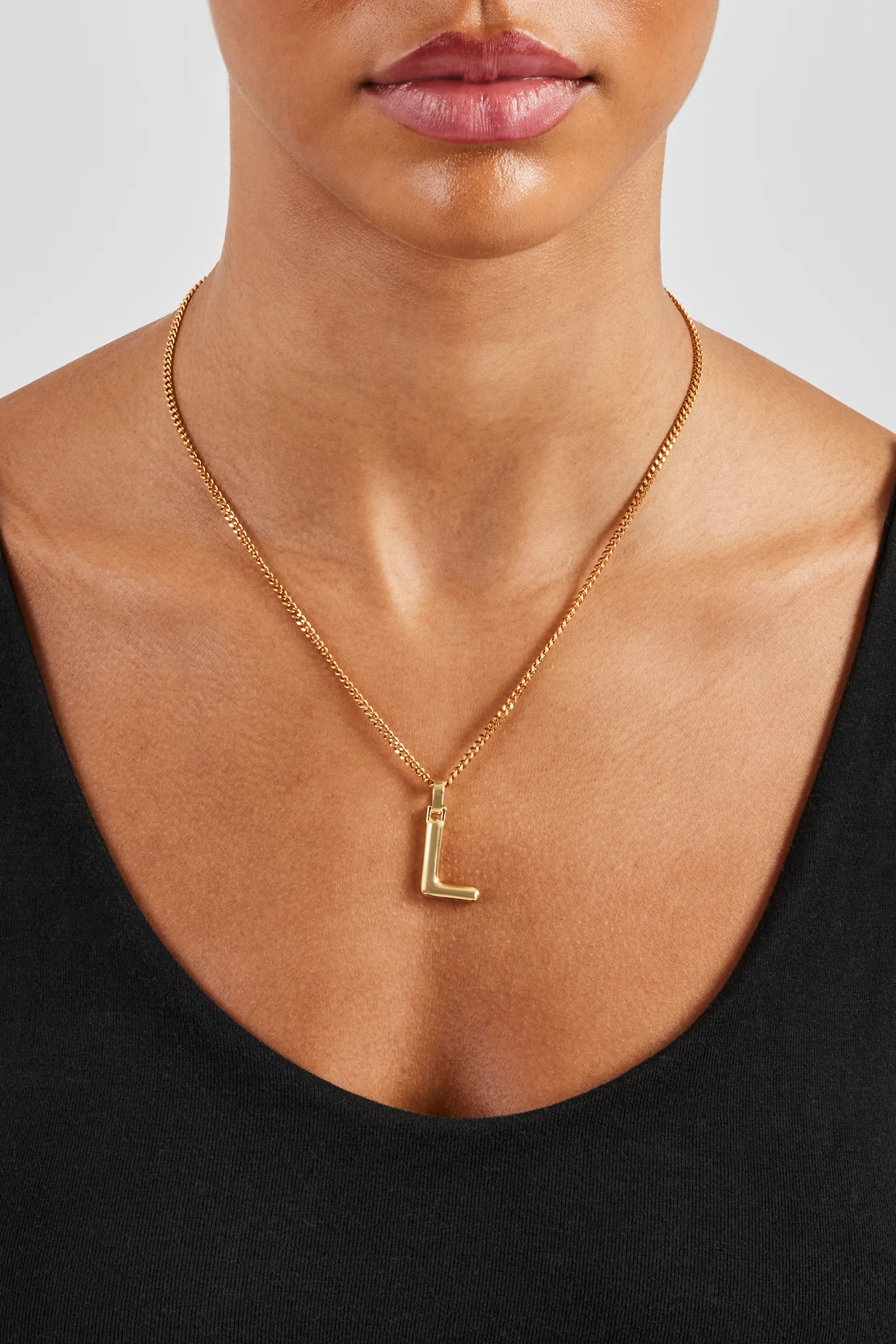 Mini Polished Balloon Letter Pendant & 3mm Micro Cuban Chain - Gold - Image 8