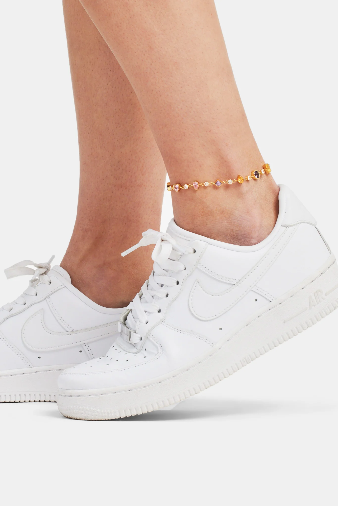 Mixed Gem Anklet - Gold - Image 2