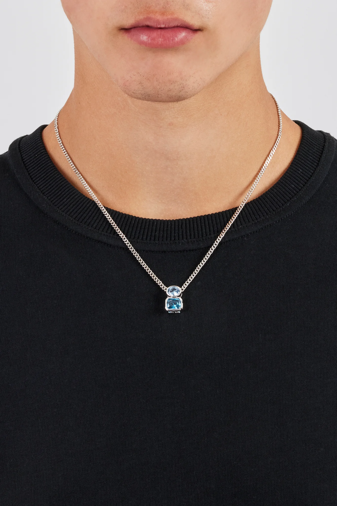 Mixed Shape Blue Gemstone Necklace - 15mm