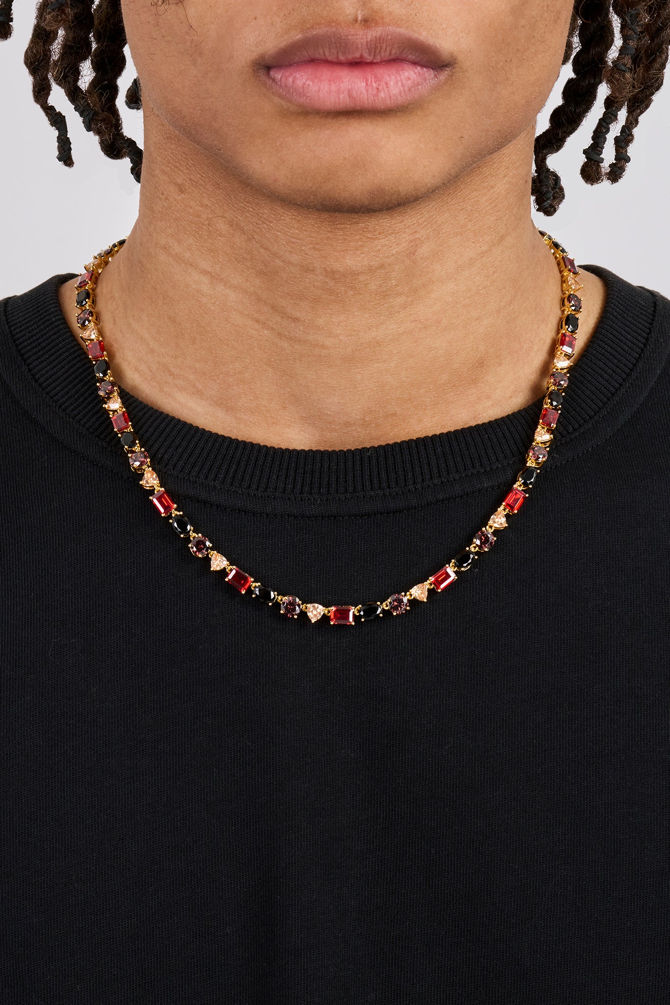 Mixed Shape Chocolate Multi Gemstone Chain - 8mm - Gold