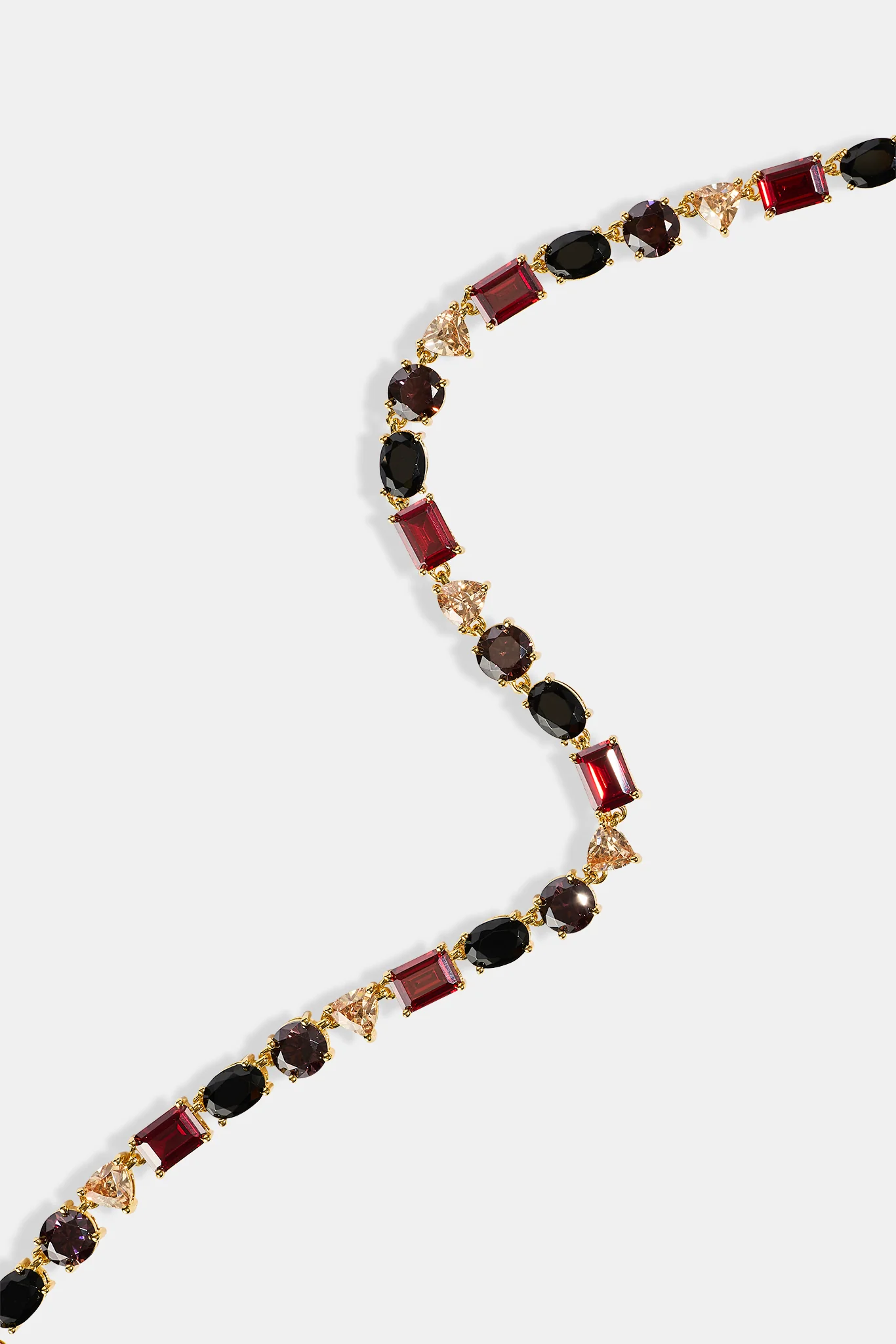 Mixed Shape Chocolate Multi Gemstone Chain - 8mm - Gold - Image 4