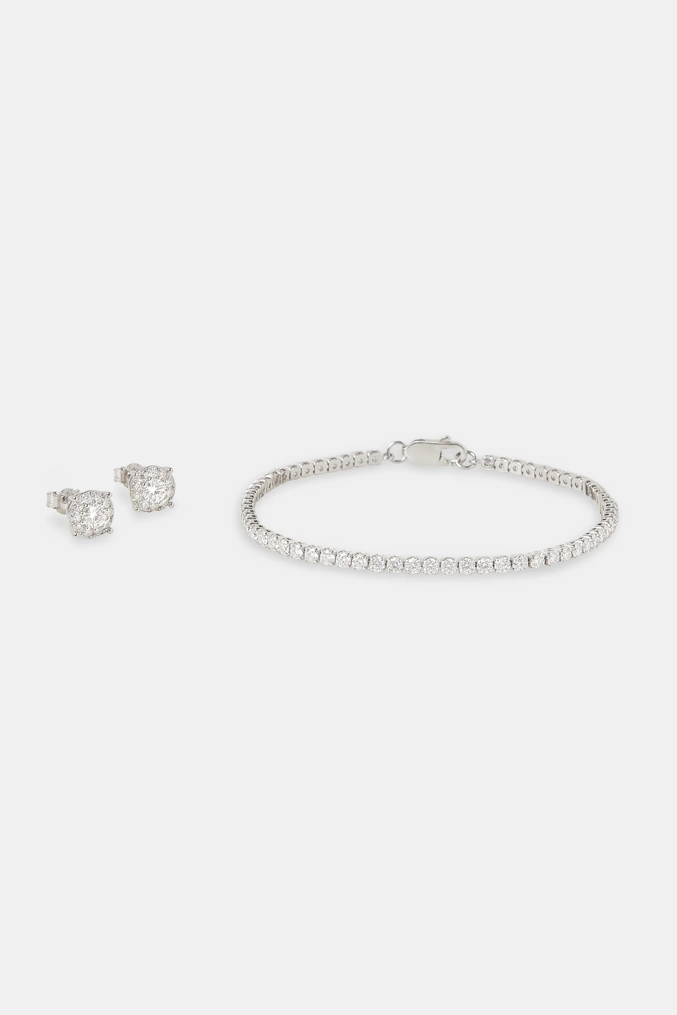 Moissanite Cluster Stud Earrings & Moissanite Micro Tennis Bracelet - Image 2