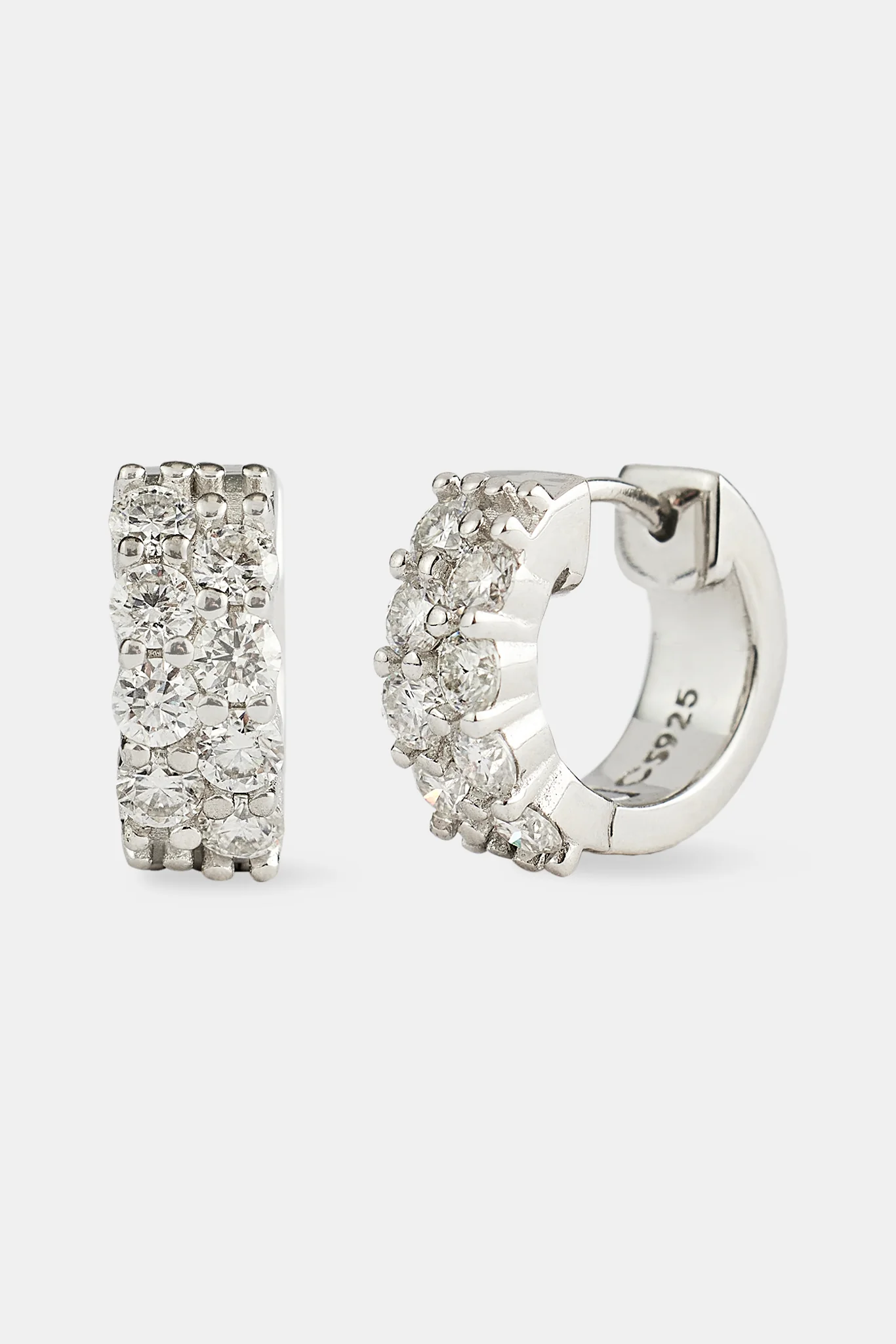 Moissanite Double Row Huggie Earrings - 12mm - Image 2