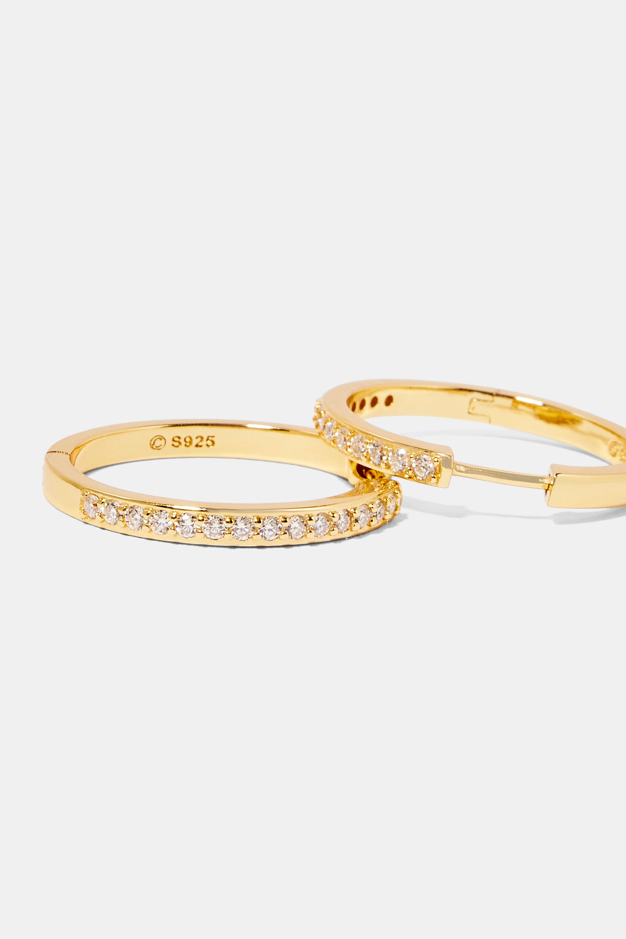 Moissanite Hoop Earrings - Gold - Image 3