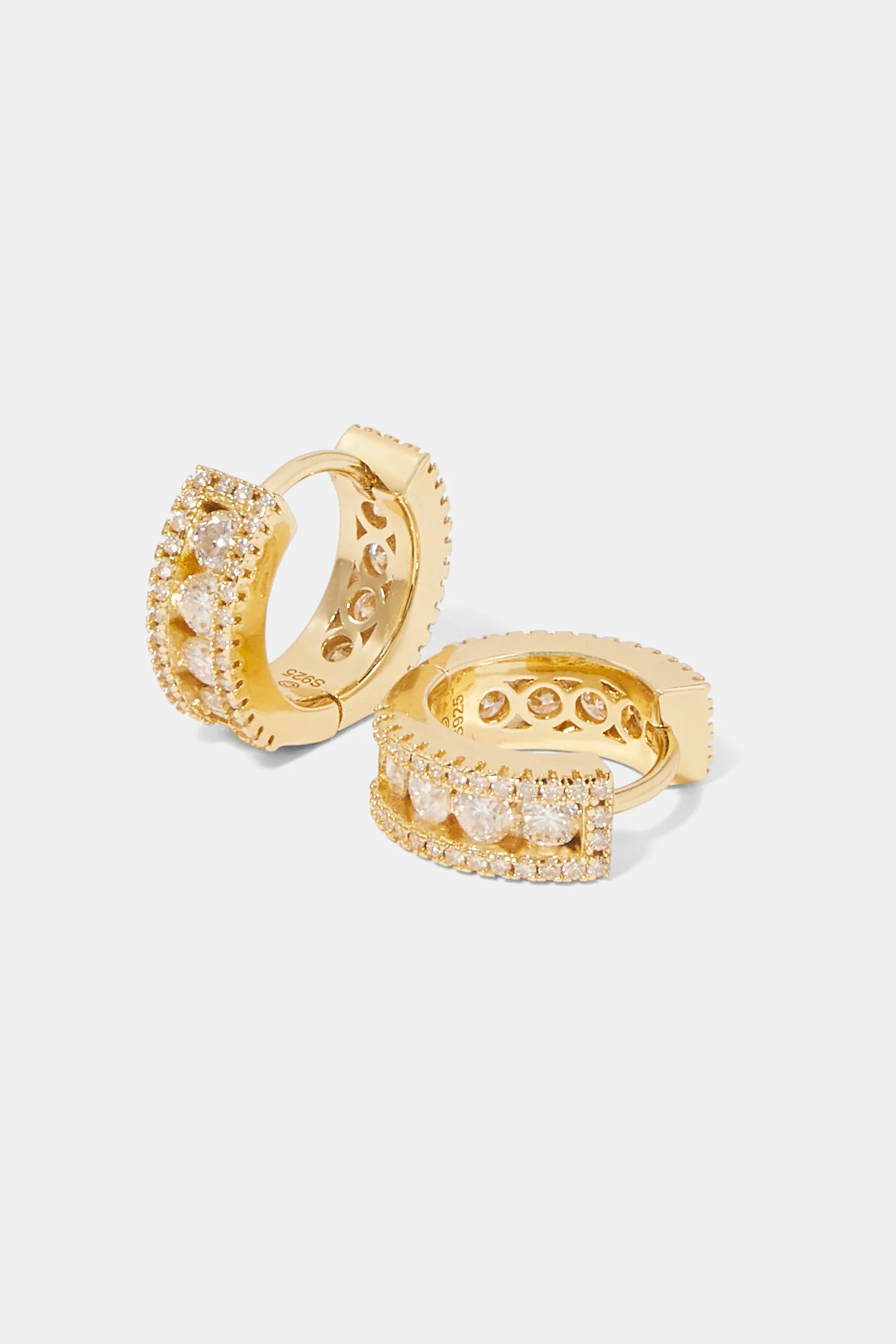 Moissanite Huggie Earrings - Gold - Image 3