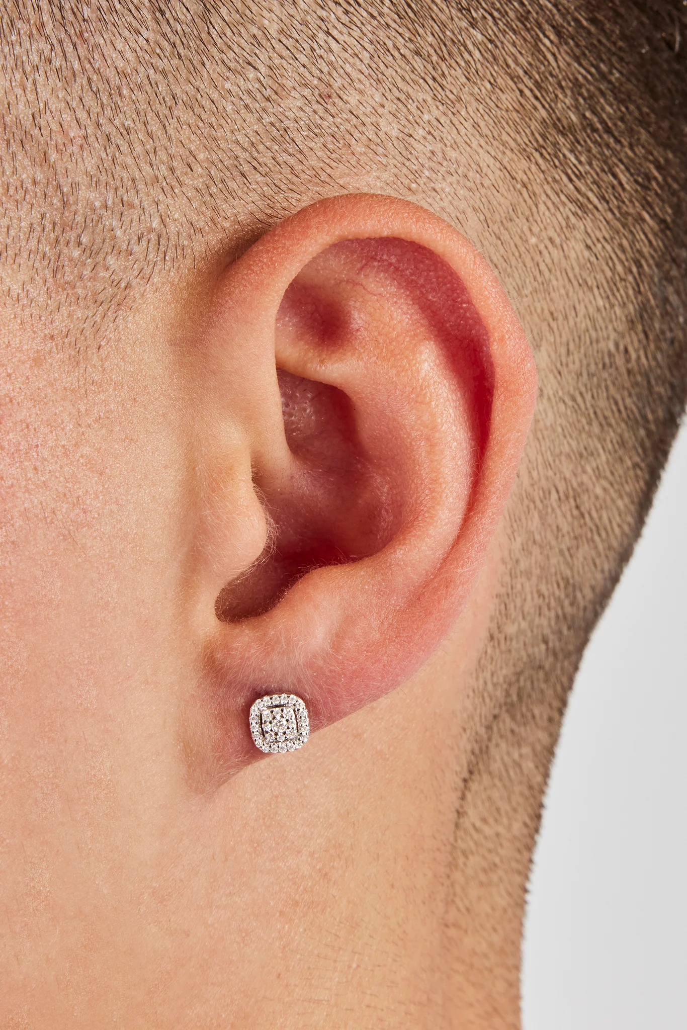 Moissanite Outline Cluster Stud Earrings - 6mm - Image 2