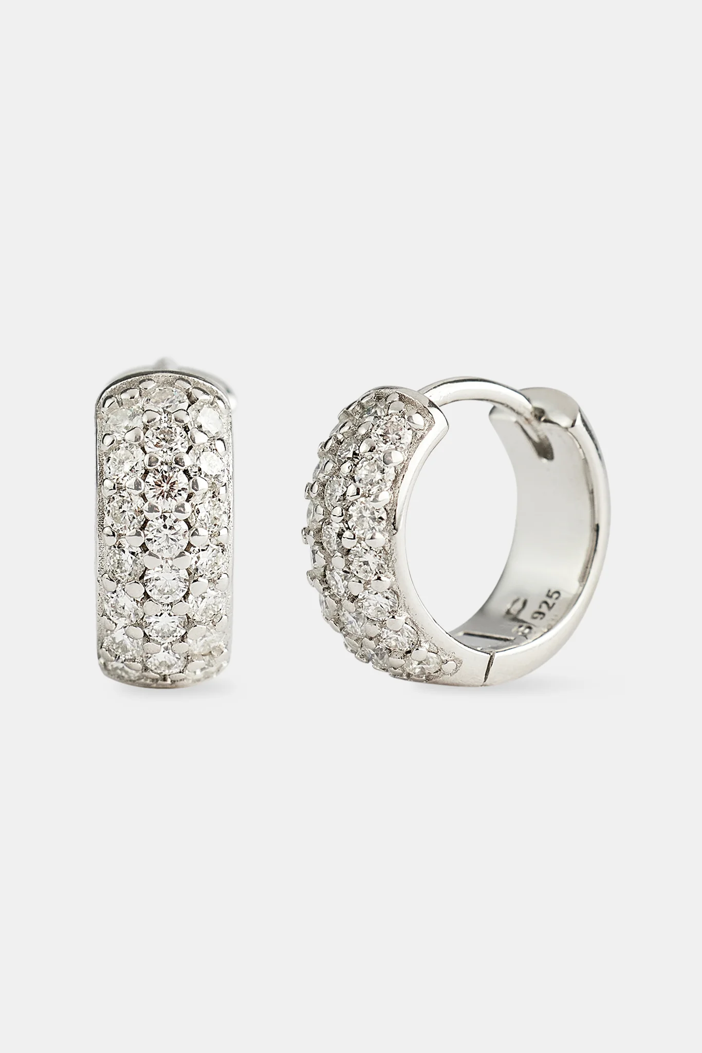 Moissanite Pave Huggie Earrings - 12mm - Image 2