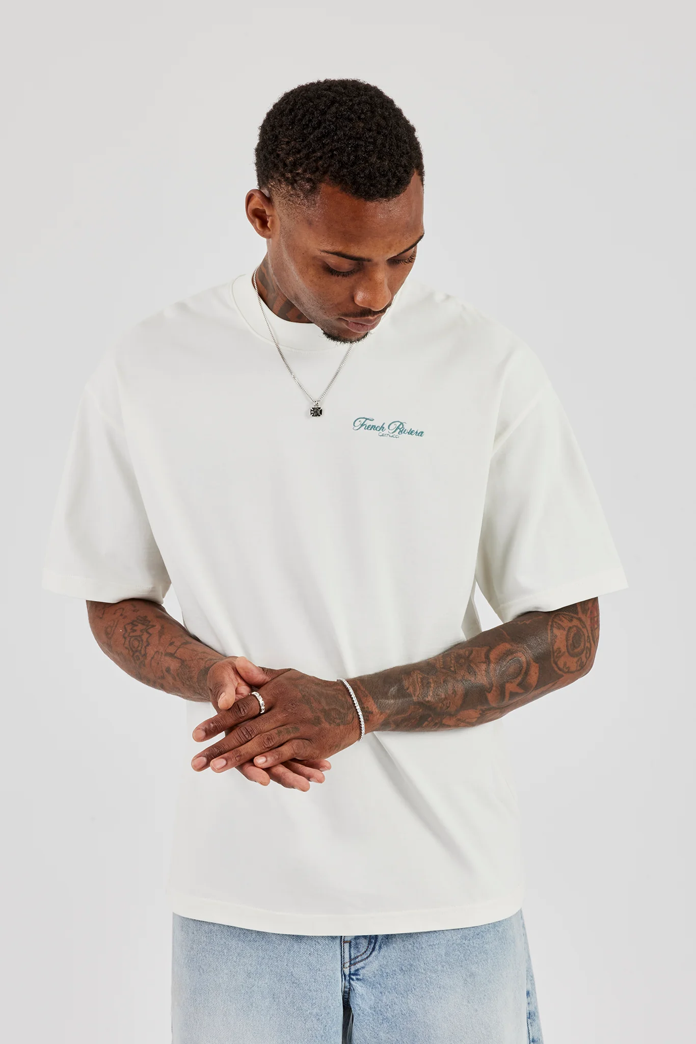 Monaco Print Oversized T-Shirt - Off White - Image 2