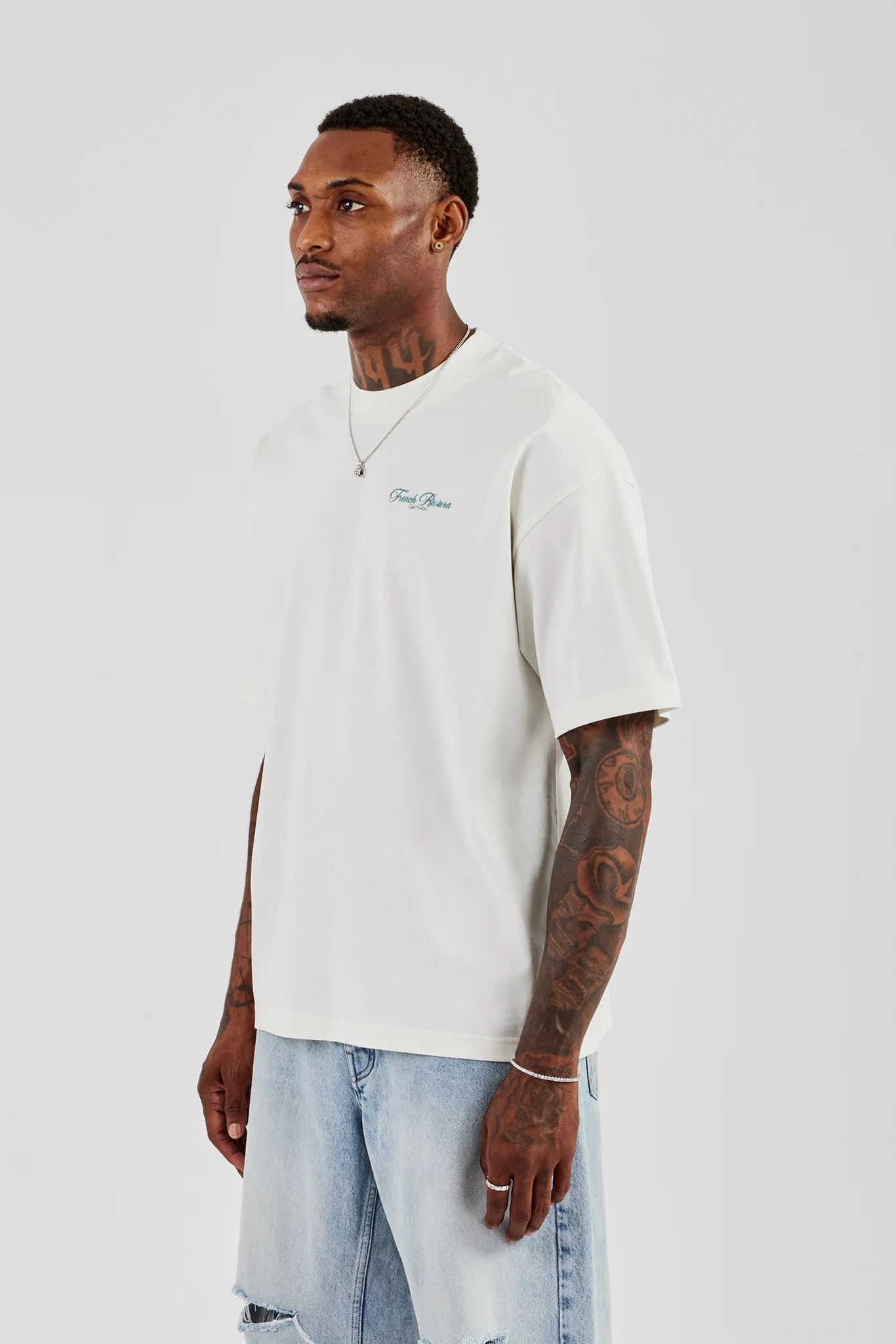 Monaco Print Oversized T-Shirt - Off White - Image 4