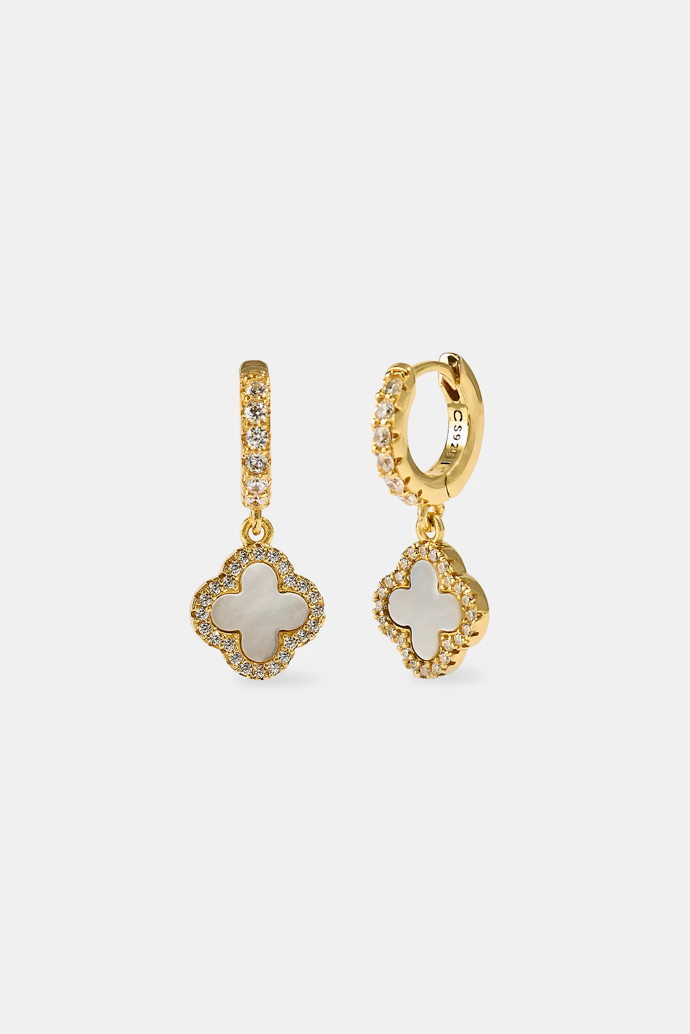 Mother Of Pearl Drop Earrings - 10mm - Gold - Image 2