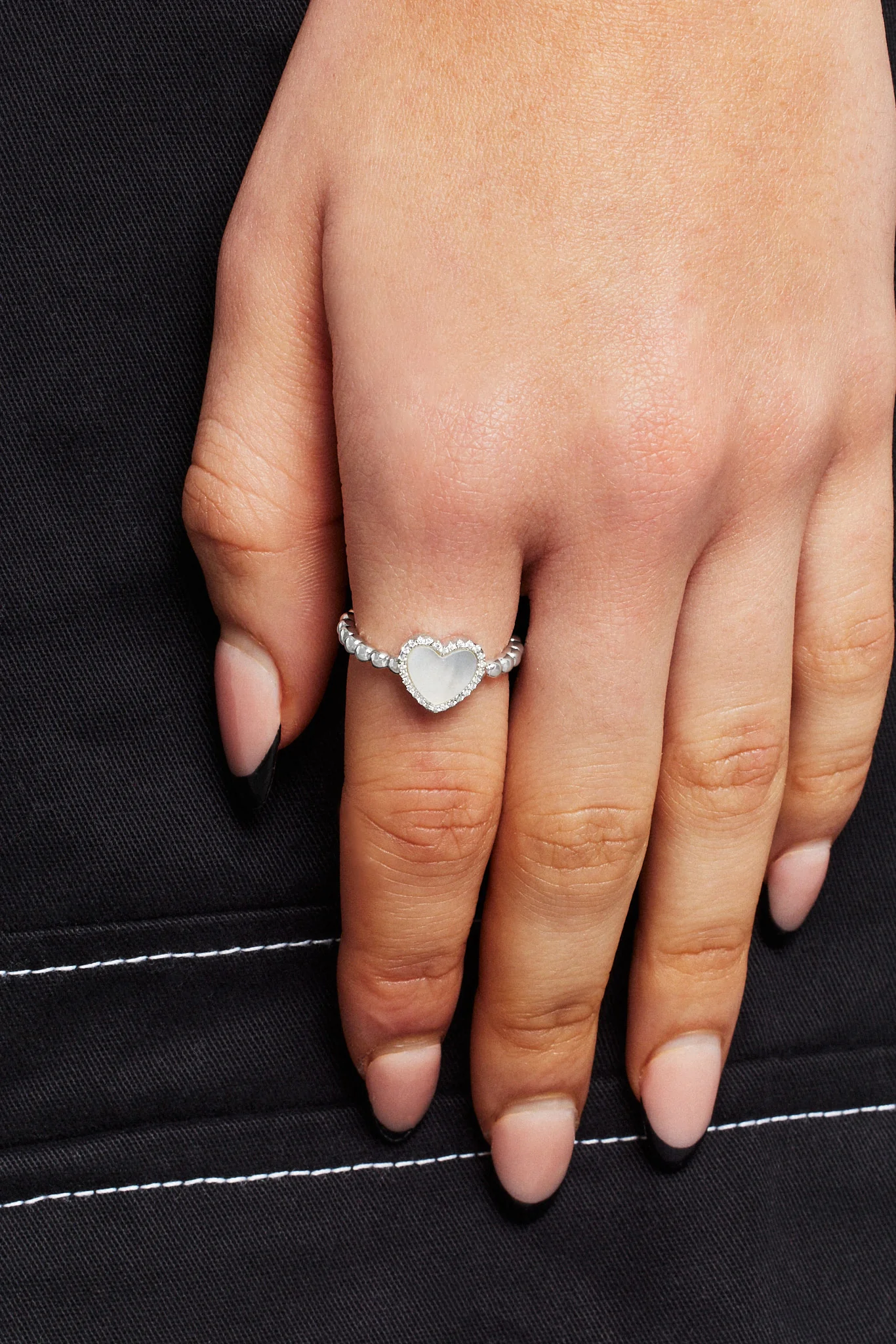 Mother Of Pearl Heart Ring - White - Image 2