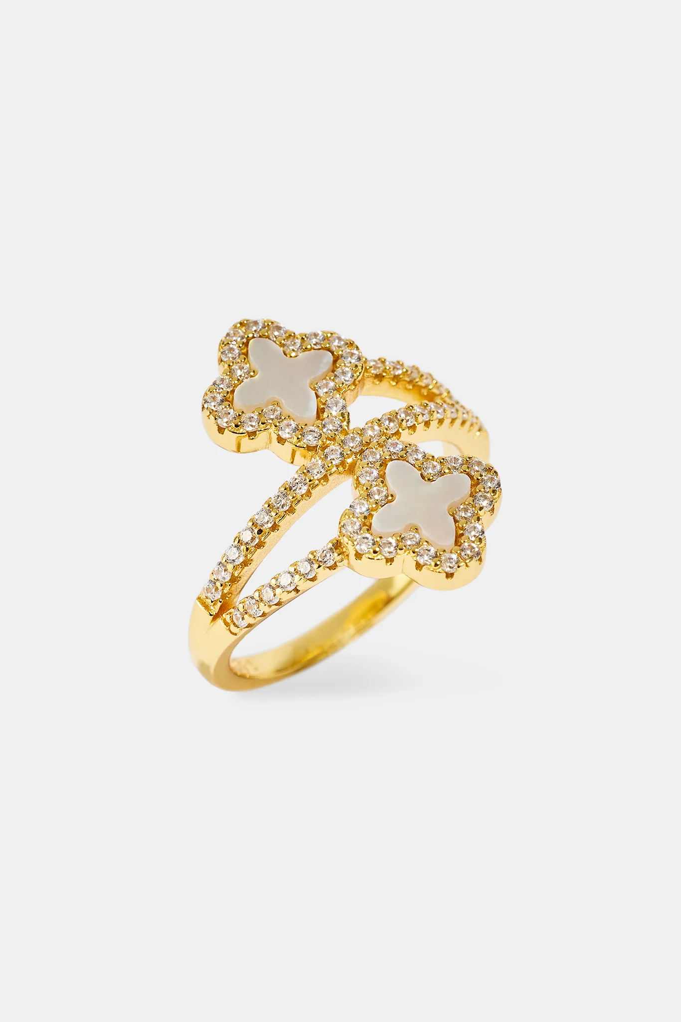 Mother Of Pearl Motif Twist Ring - 20mm - Gold - Image 3