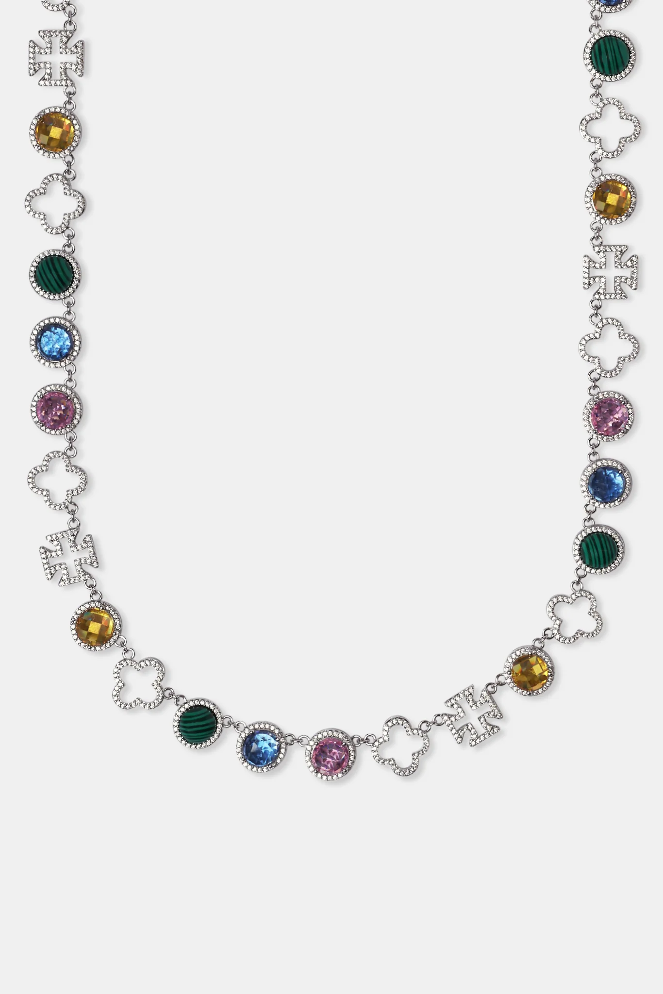 Motif & Multi Gemstone Chain - White - Image 2