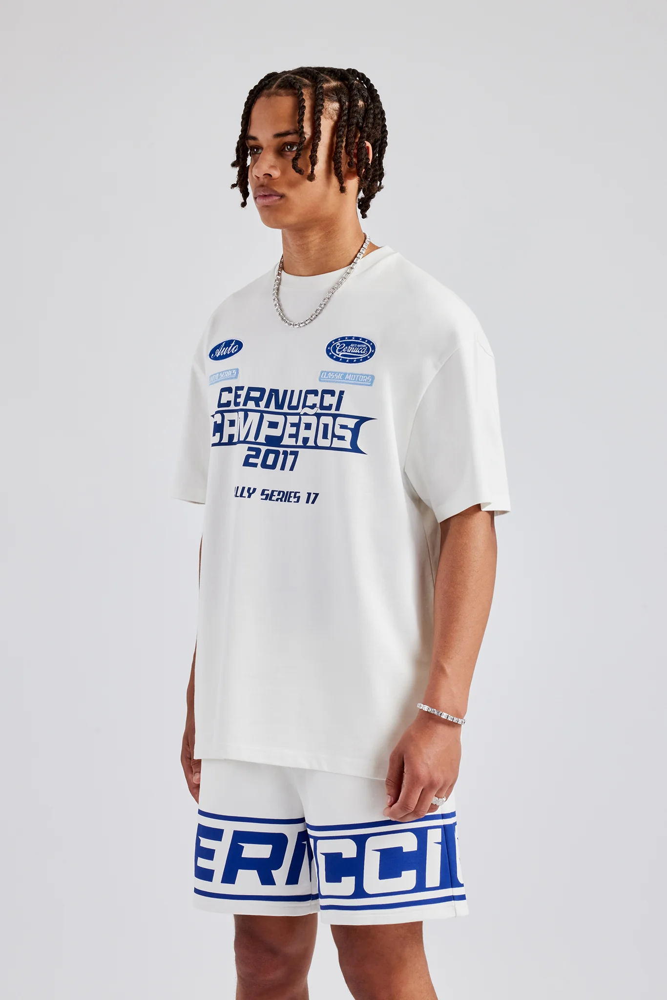 Moto Champions Oversized T-Shirt & Short Set - Off White - Image 5
