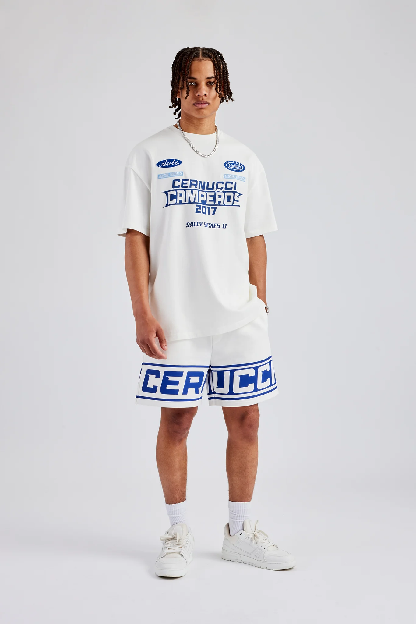 Moto Champions Oversized T-Shirt & Short Set - Off White - Image 6