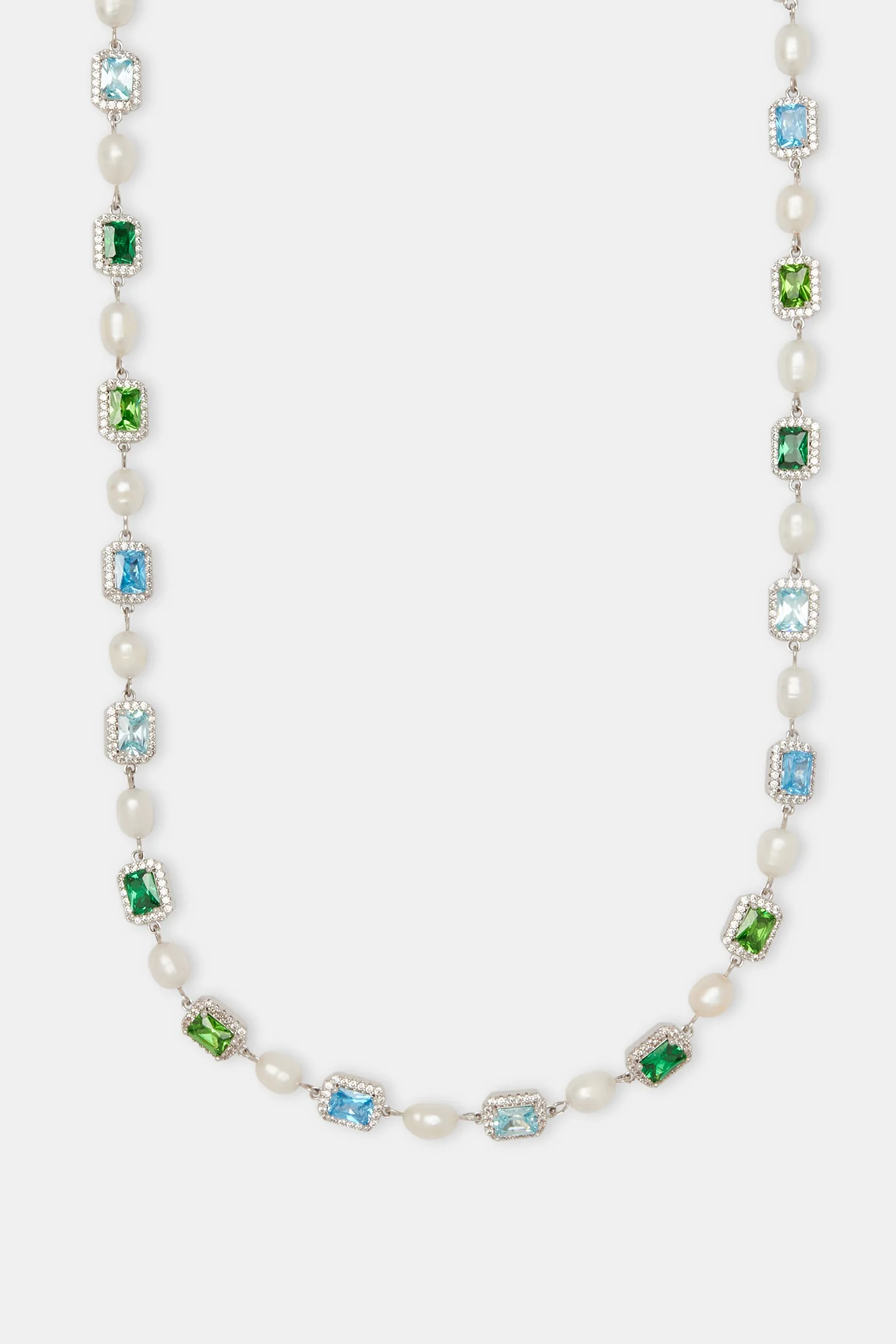 Multi Colour Blue Gemstone Freshwater Pearl Necklace - Image 2