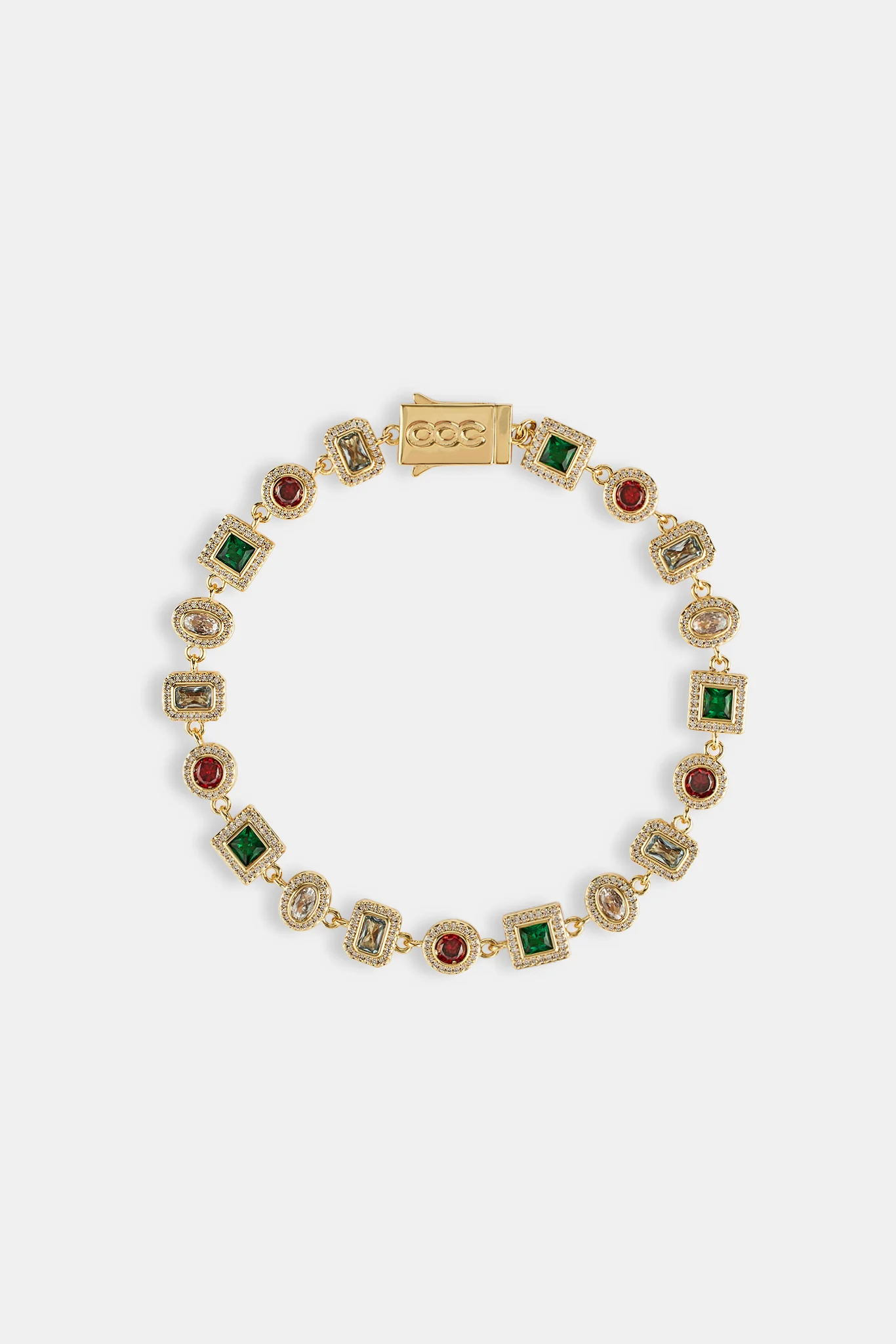 Multi Colour Mixed Shape Cluster Bracelet - 6mm - Gold - Image 2