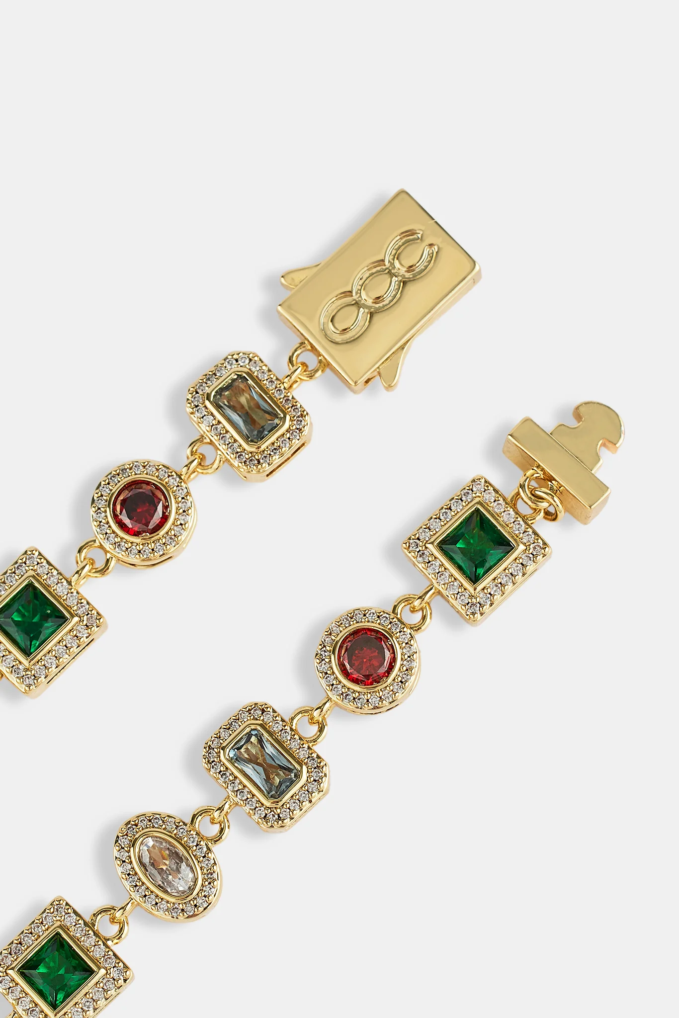 Multi Colour Mixed Shape Cluster Bracelet - 6mm - Gold - Image 4