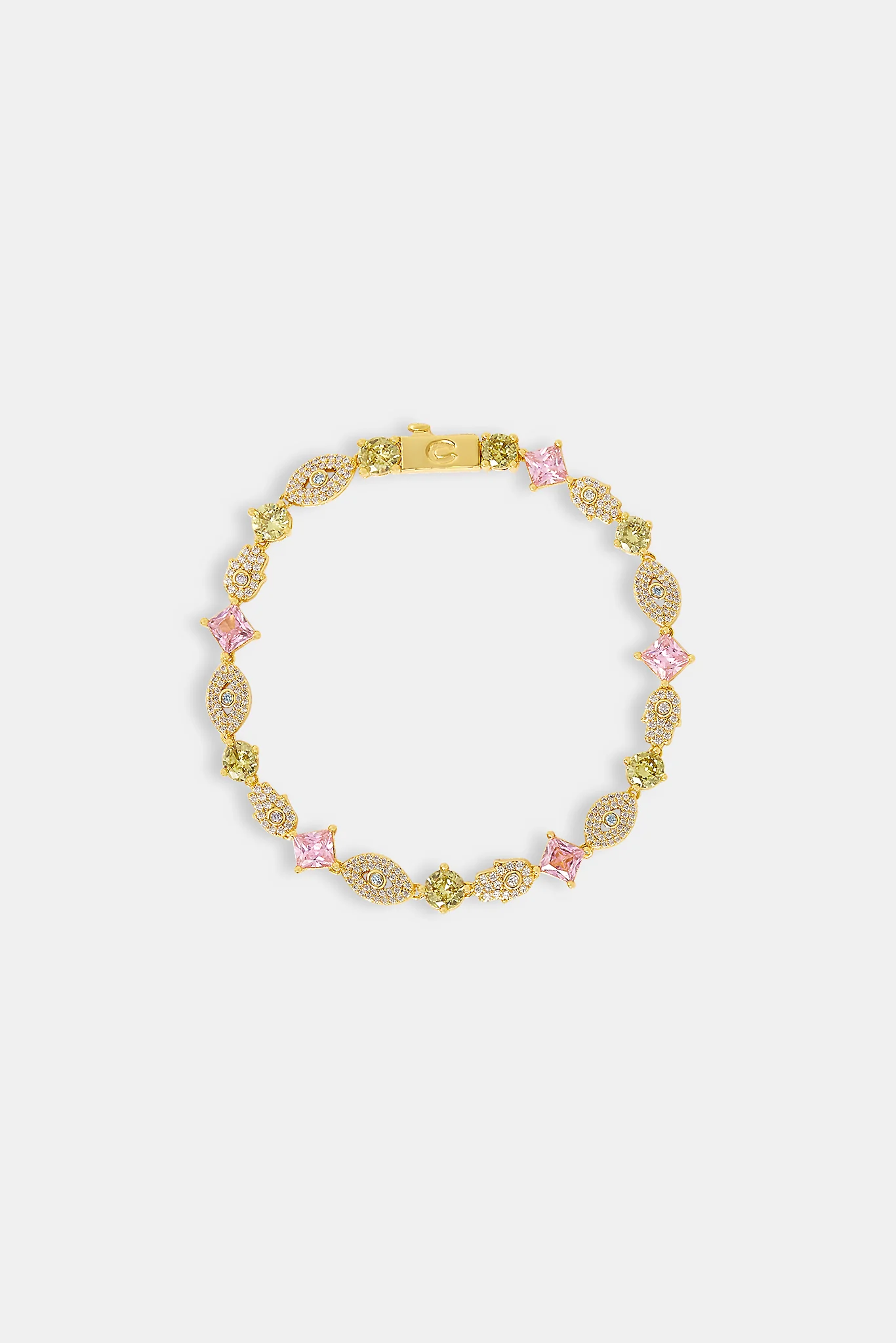 Multi Gemstone Evil Eye & Hamsa Hand Bracelet - 5mm - Image 2