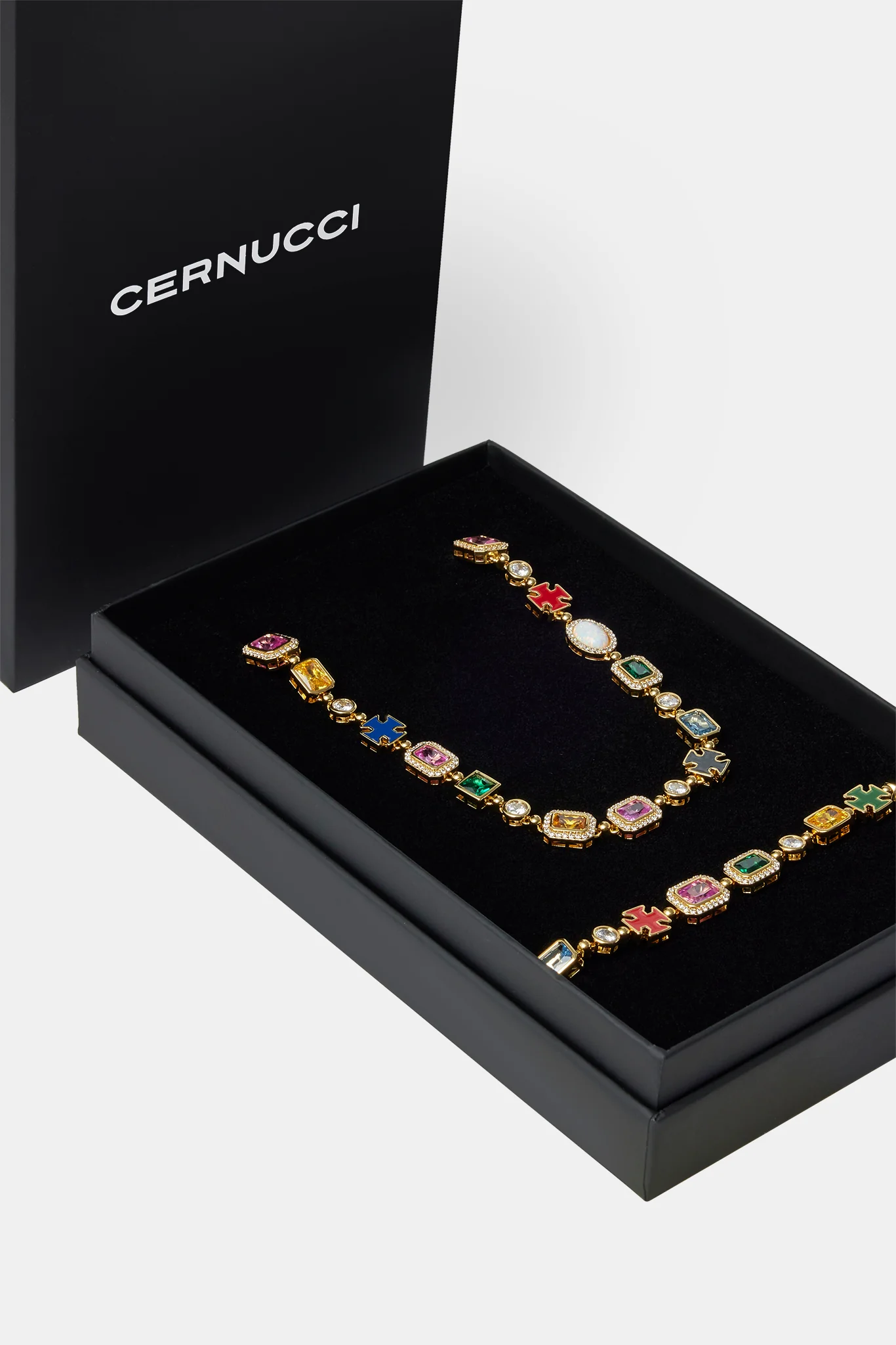 Multi Gemstone Motif Chain & Bracelet Set - Gold - Image 2