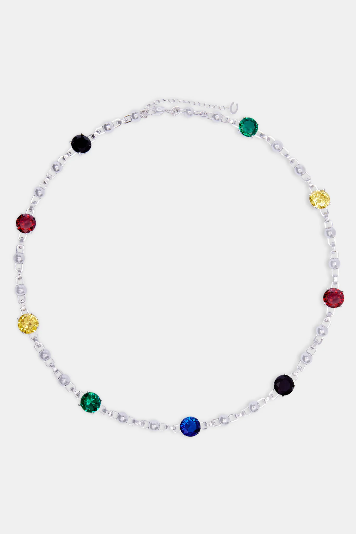 Multi Iced CZ Gem & Ball Chain Mix Chain - White - Image 4