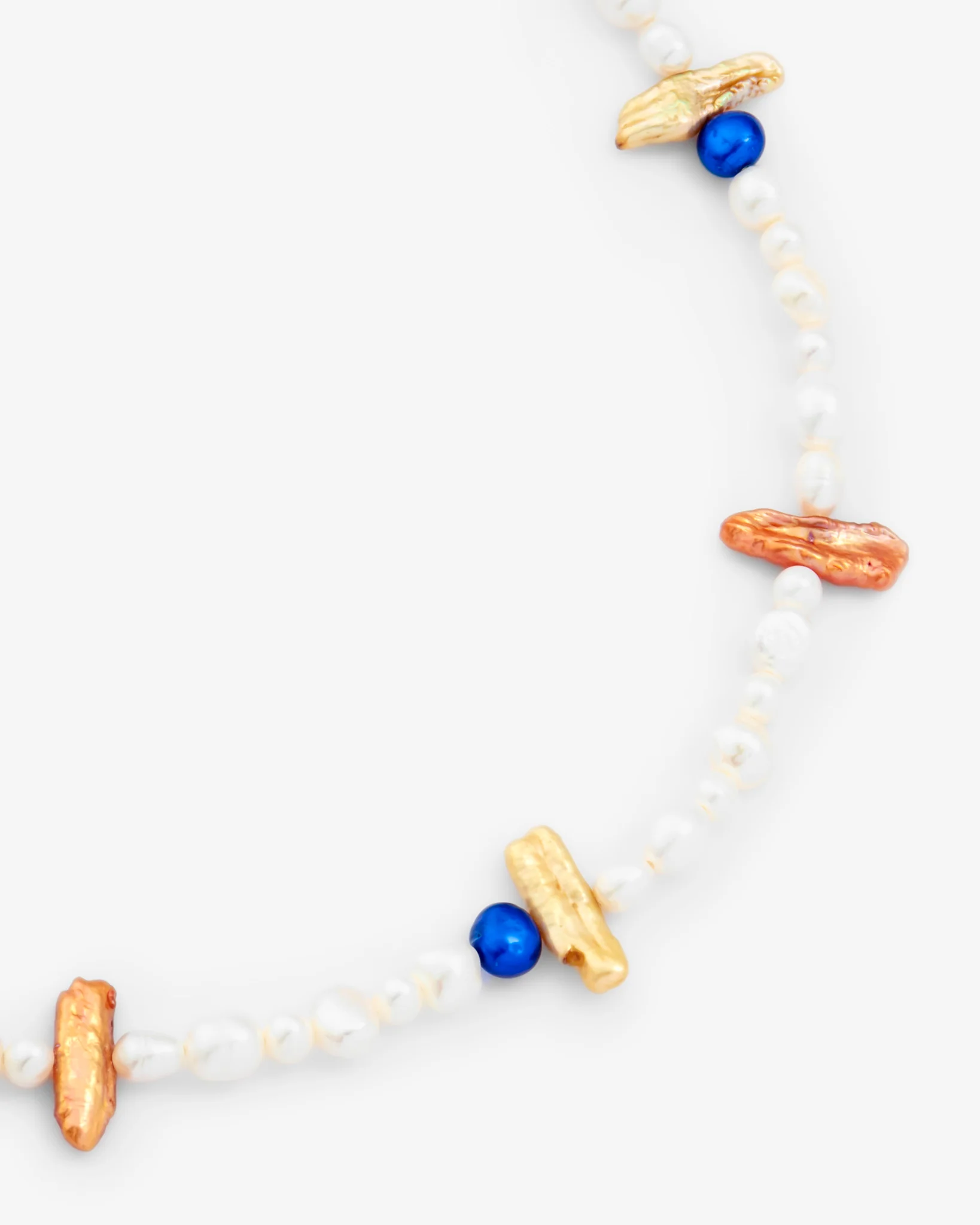 Multicoloured Mixed Pearl and Shard Necklace - Gold - Image 4