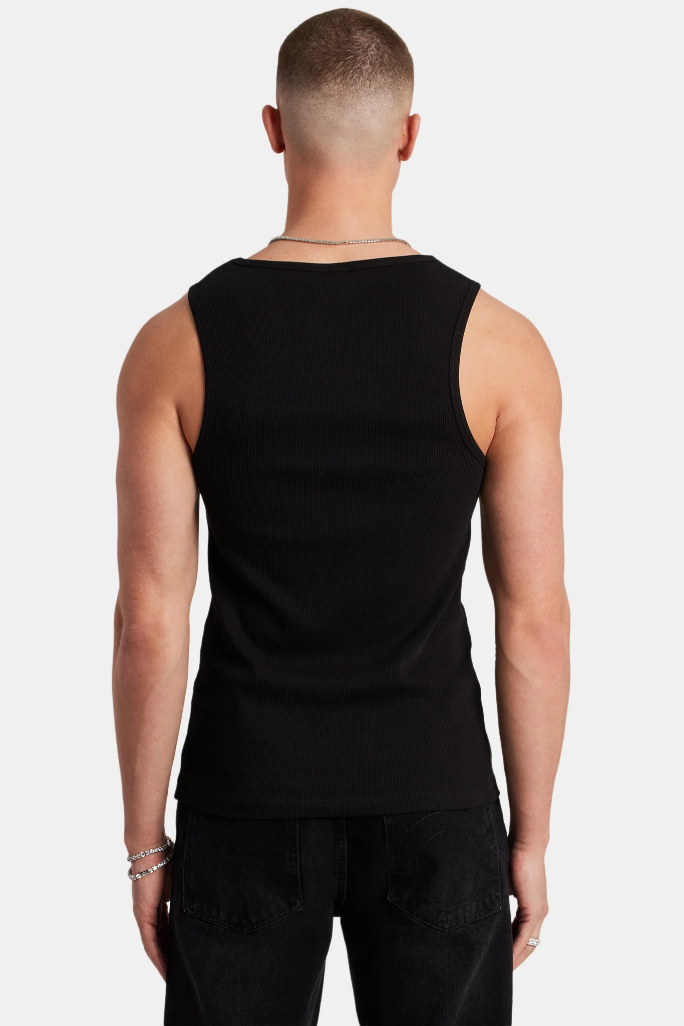 Cernucci Muscle Fit Ribbed Vest - Black - Image 3
