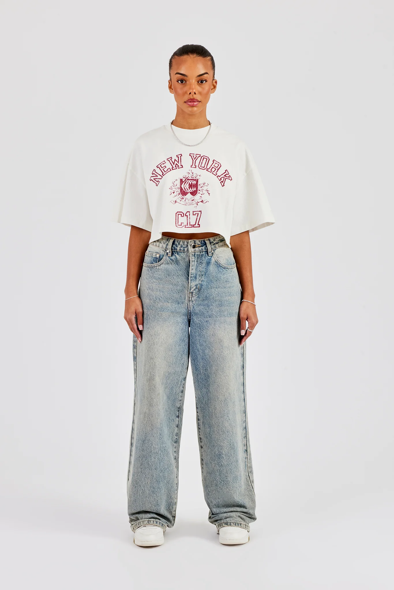 New York Cropped T-Shirt - Off White - Image 2