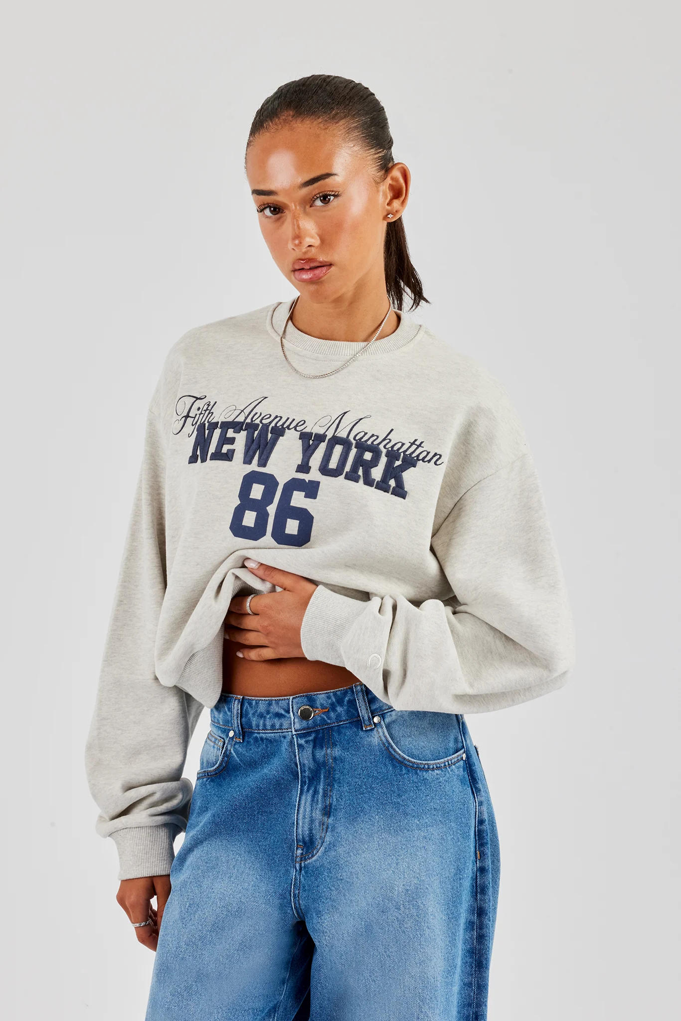 New York Oversized Sweatshirt - Grey Marl - Image 2