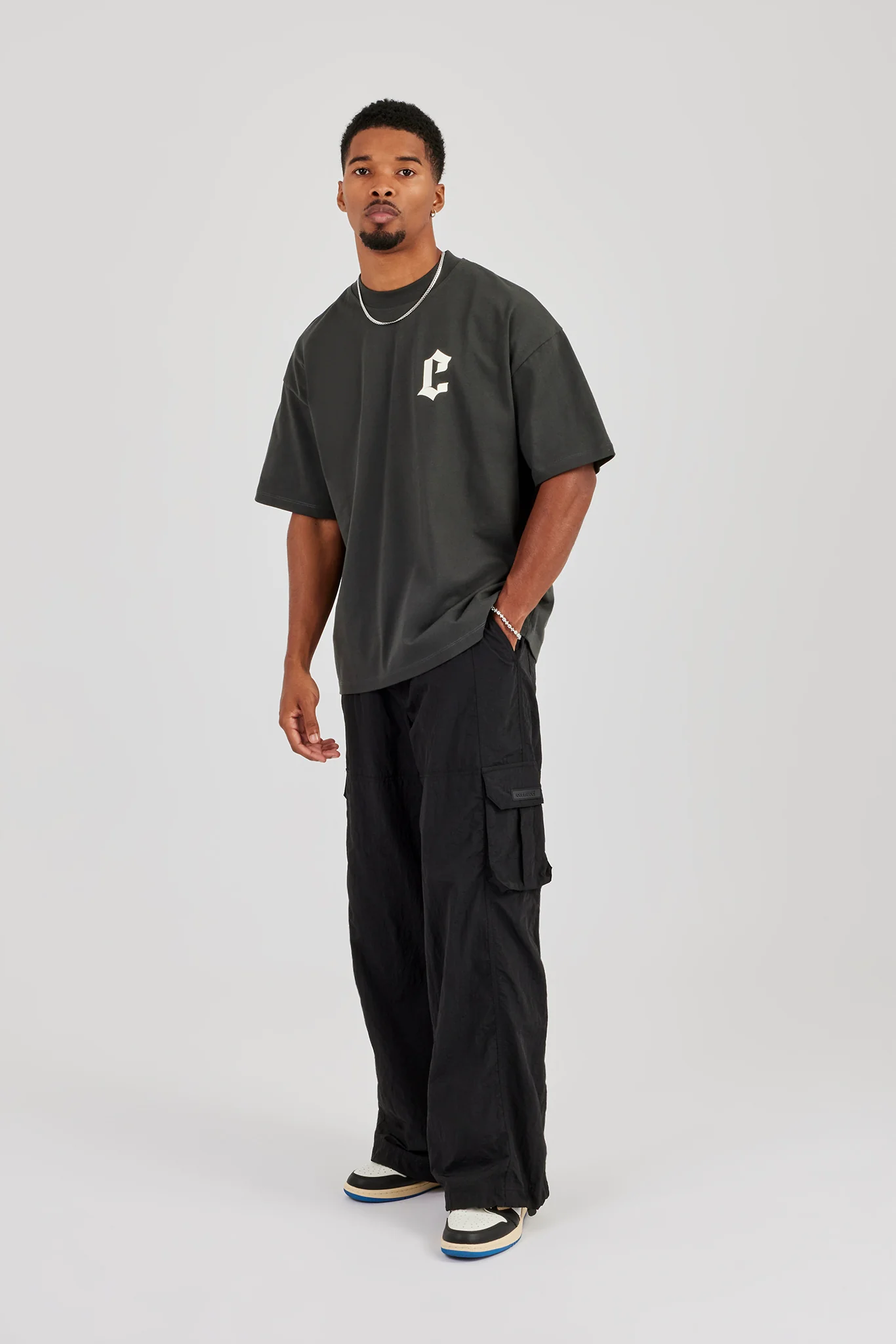 Nylon Baggy Cargo Pant - Black - Image 4