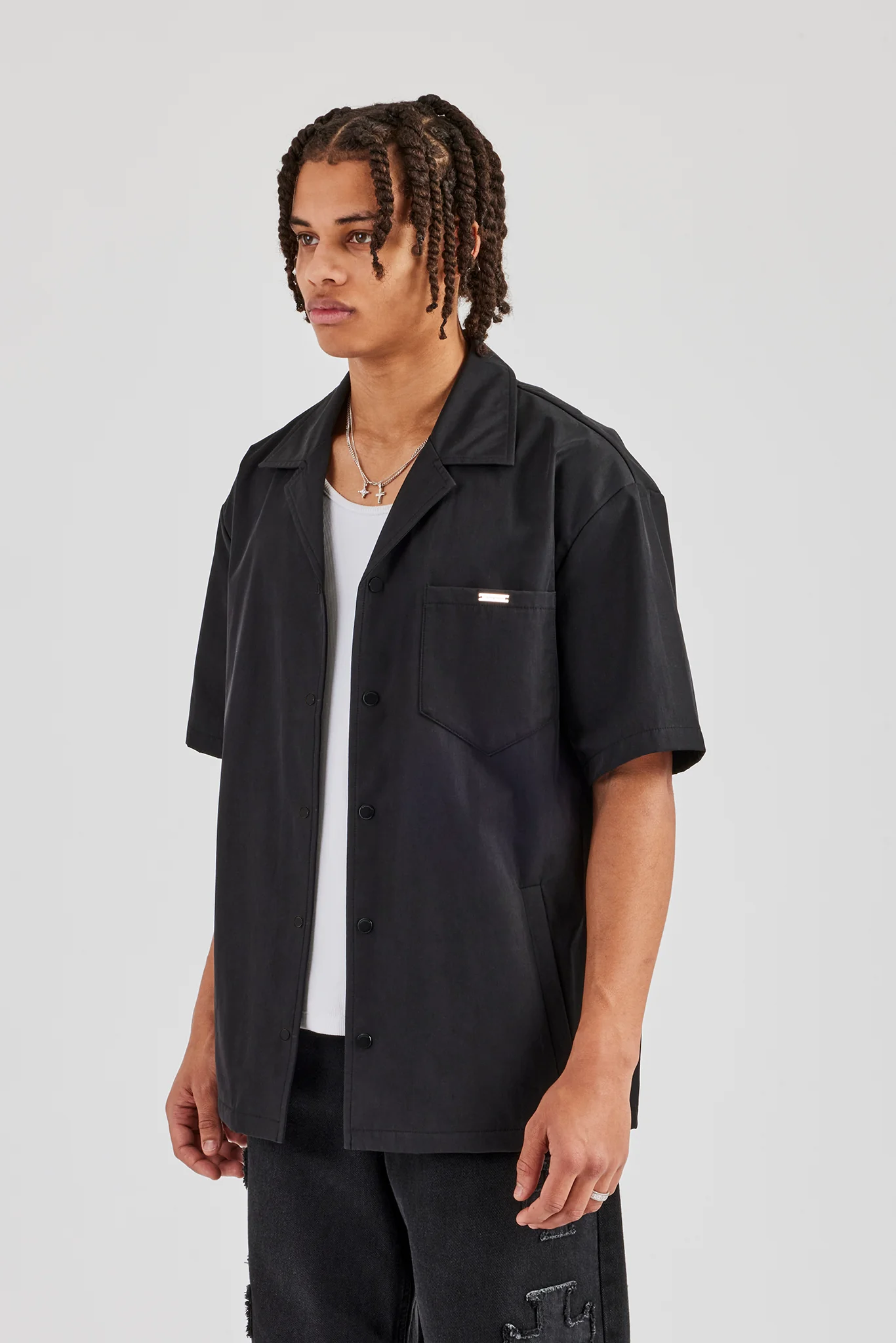 Nylon Cargo Shirt - Black - Image 2