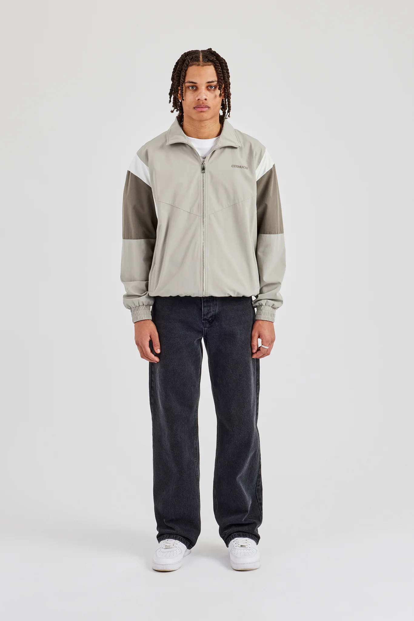 Nylon Colour Block Zip Through Jacket - Grey - Image 5