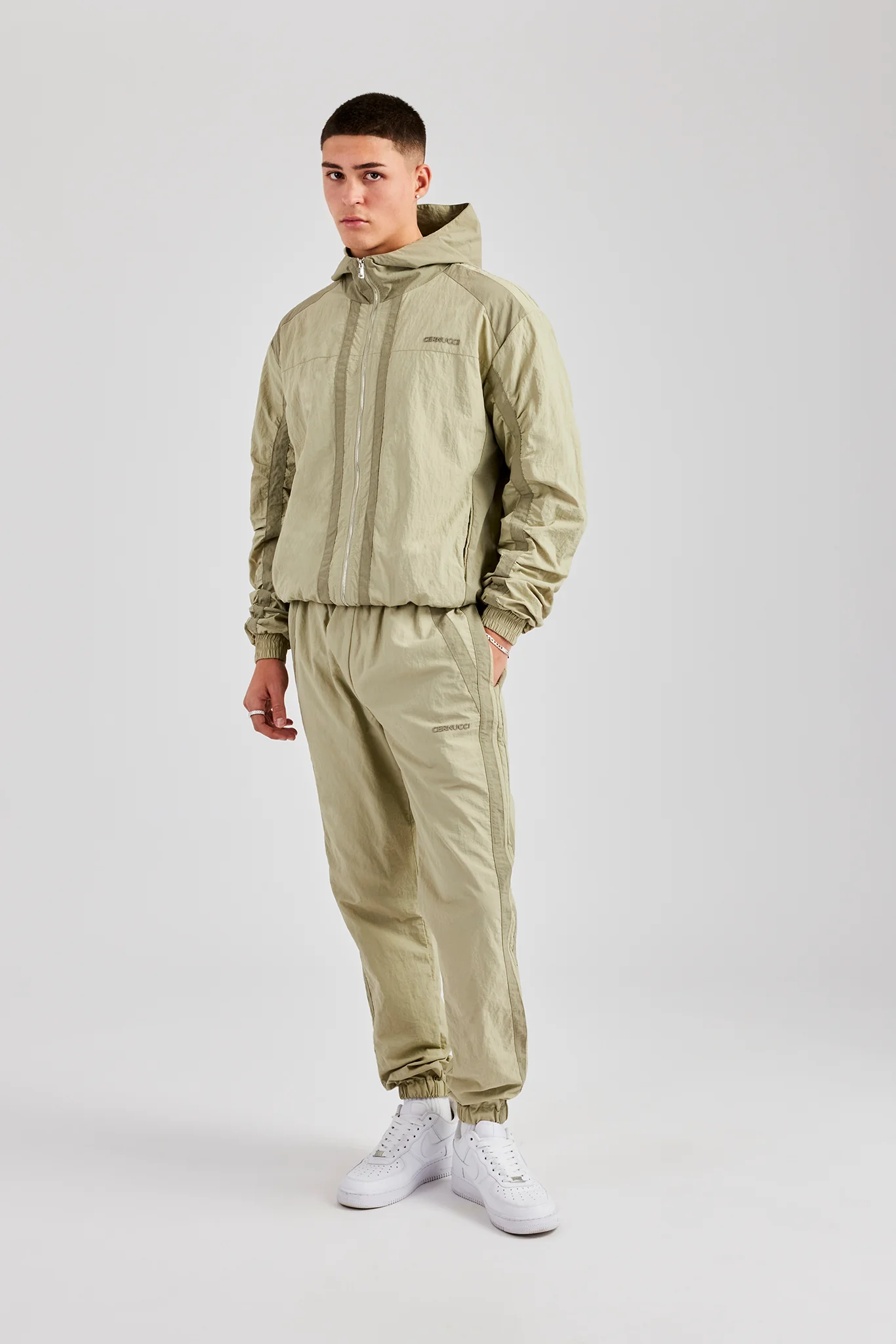 Nylon Colour Block Zip Through - Light Khaki - Image 4