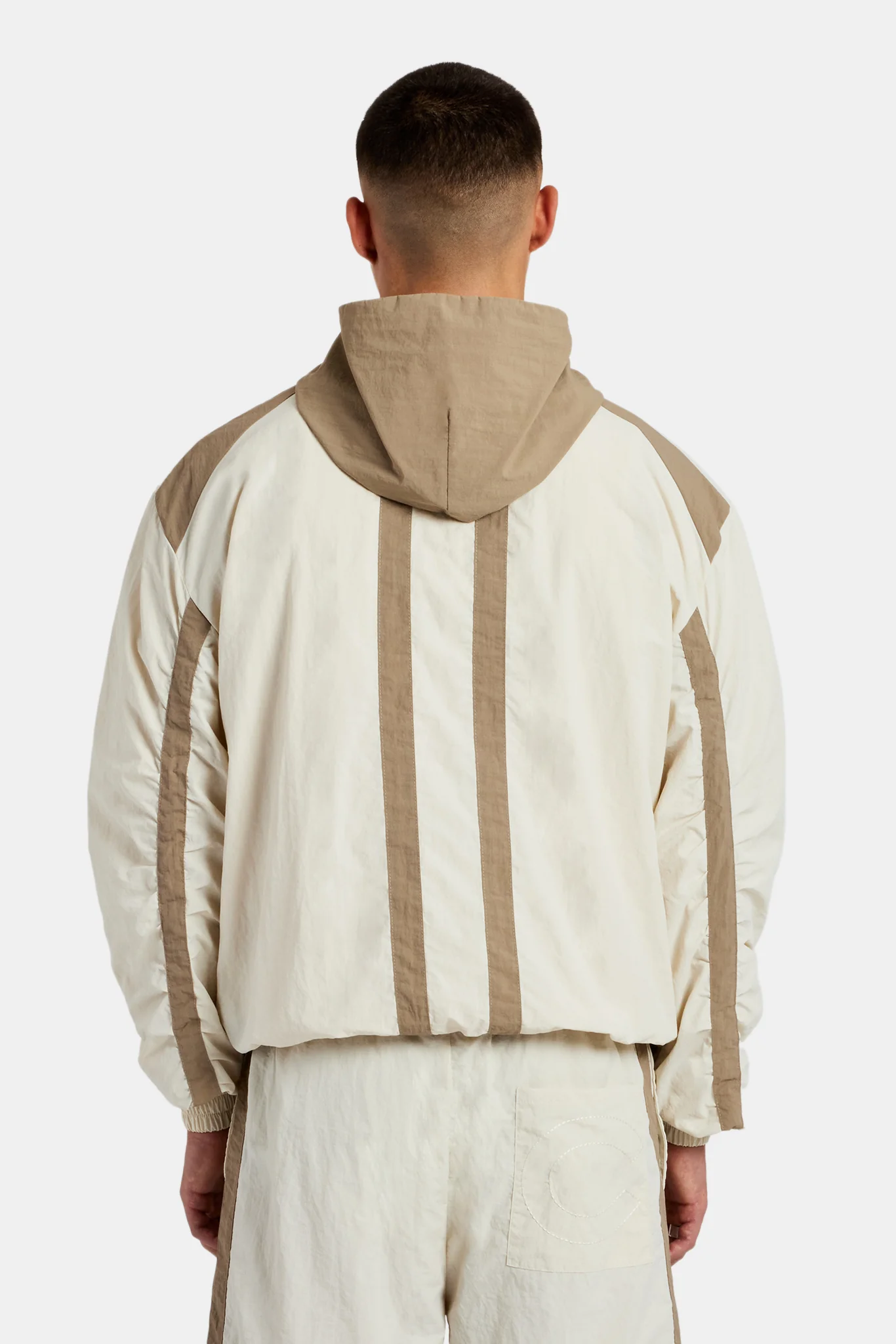 Nylon Colour Block Zip Through - Off White - Image 4