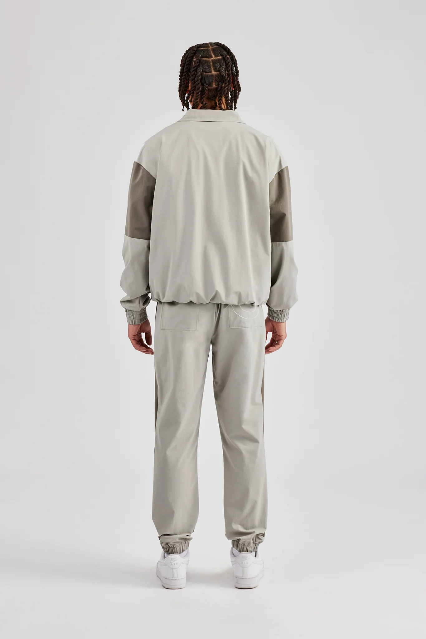Nylon Colour Block Zip Through Tracksuit - Grey - Image 4