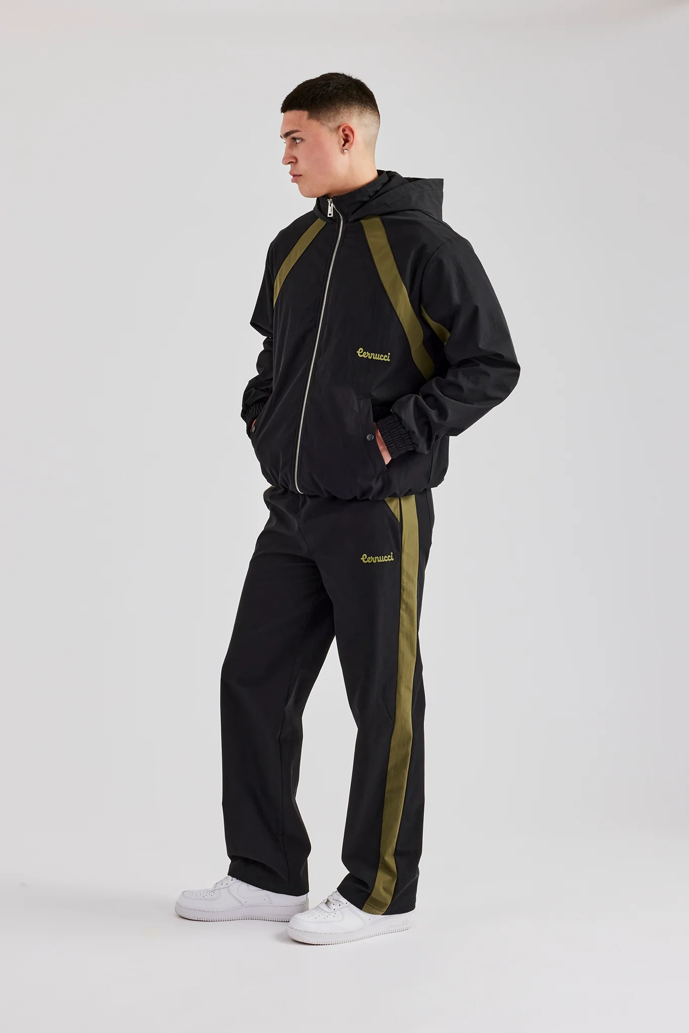 Nylon Contrast Block Straight Leg Jogger - Black - Image 4
